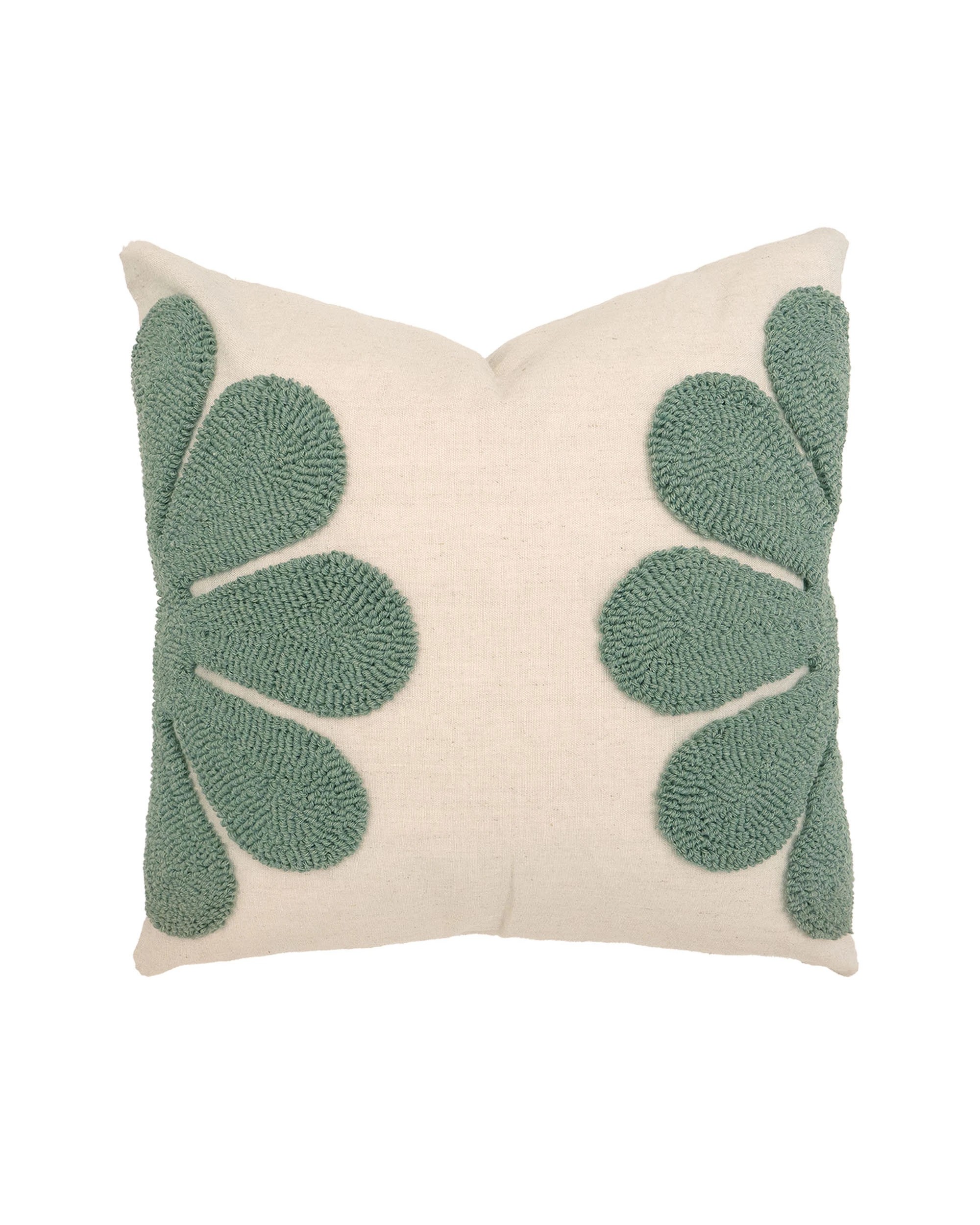 1 Bambury Florian Looped Embroidery Square Cushion Eucalyptus - Green, 1 of 5