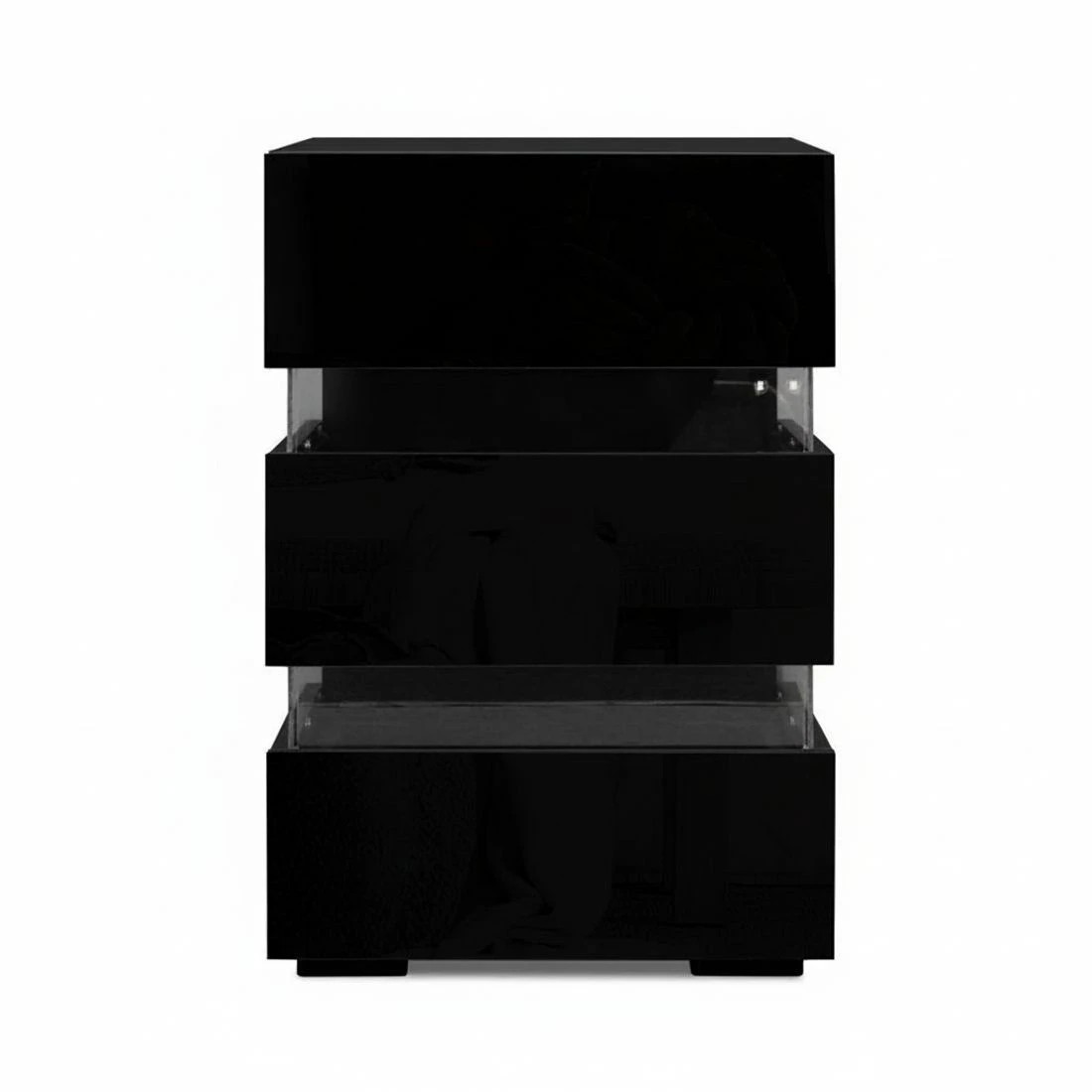 5 Artiss 2x Bedside Table LED 3 Drawers - LUMI - Black, 5 of 8