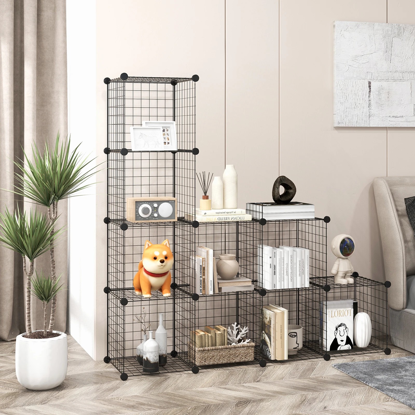 4 Costway 12 Cubes Grid Wire Storage Cabinet DIY Modular Shelf Organizer Rack, 4 of 5