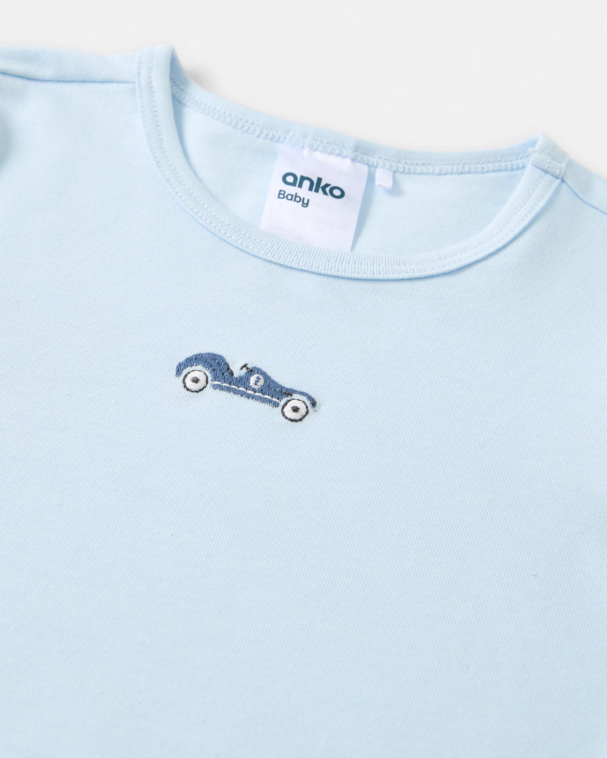 8 3 Pack Cotton Long Sleeve Bodysuits Blu Car, 8 of 8