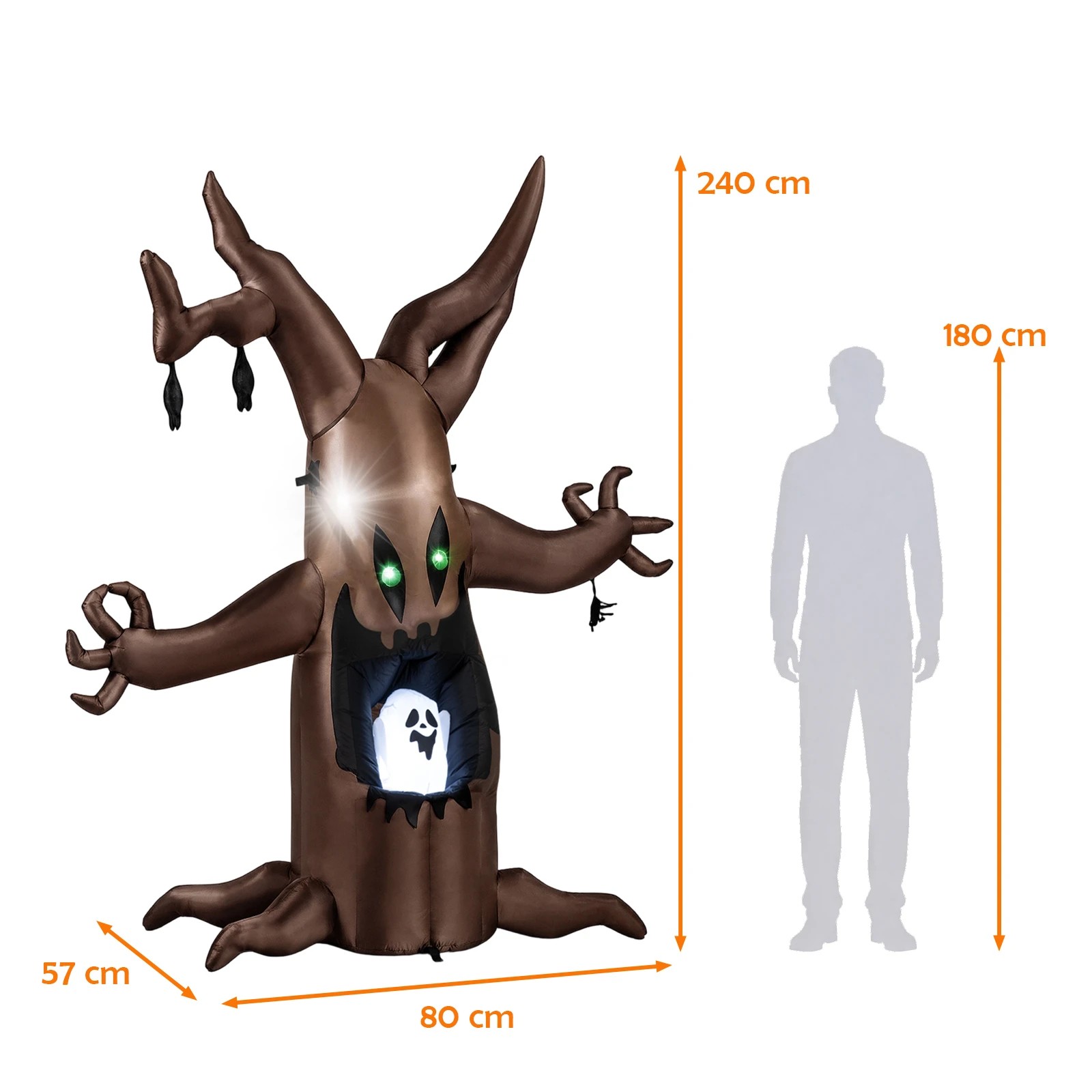 Costway 240cm Halloween Inflatable Tree w/Animated Popping Ghost Indoor ...