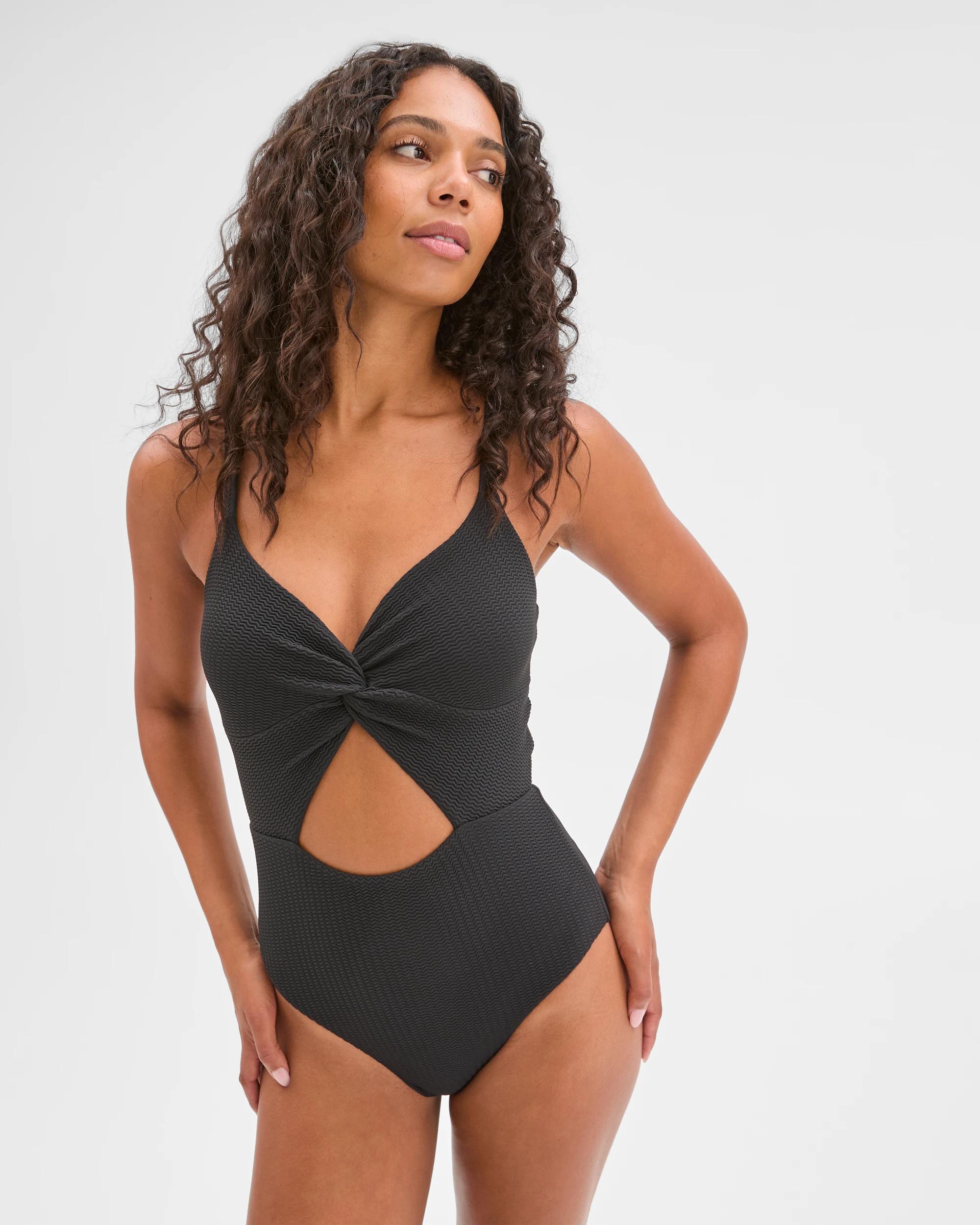 3 Target Woman Shape Your Body Resort Twist Front Crinkle One Piece Swimsuit BLACK, 3 of 10