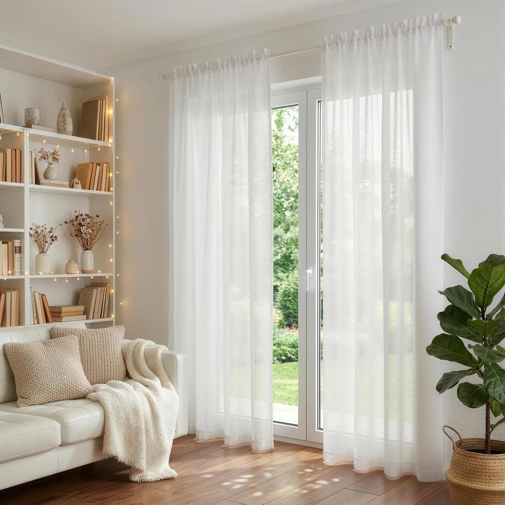 10 Artiss Blockout Curtains 2X 132x213cm Light Filtering Window Drapes Rod - White, 10 of 10