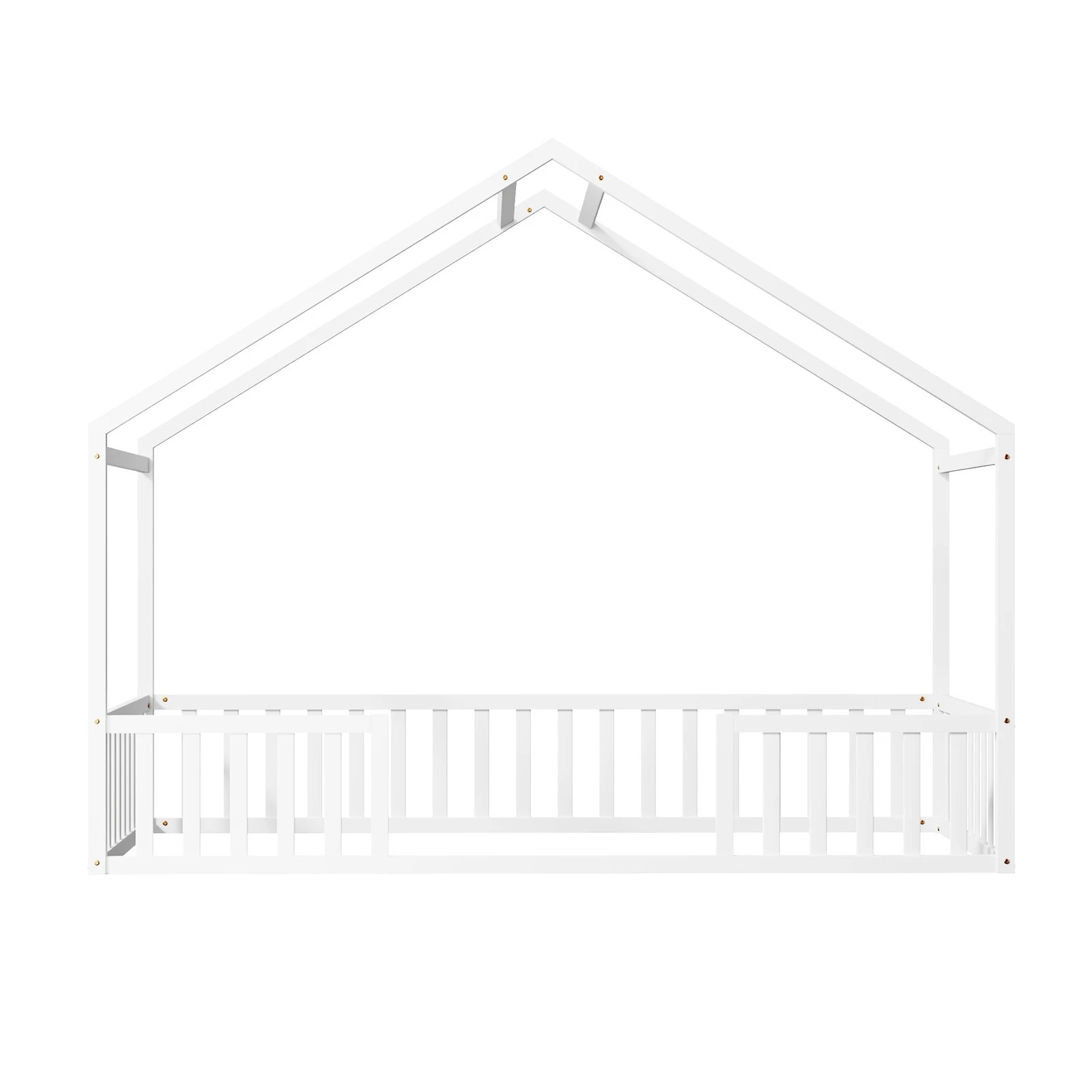 8 Oikiture King Single House Bed Kids Wooden Bed Frame - White, 8 of 10