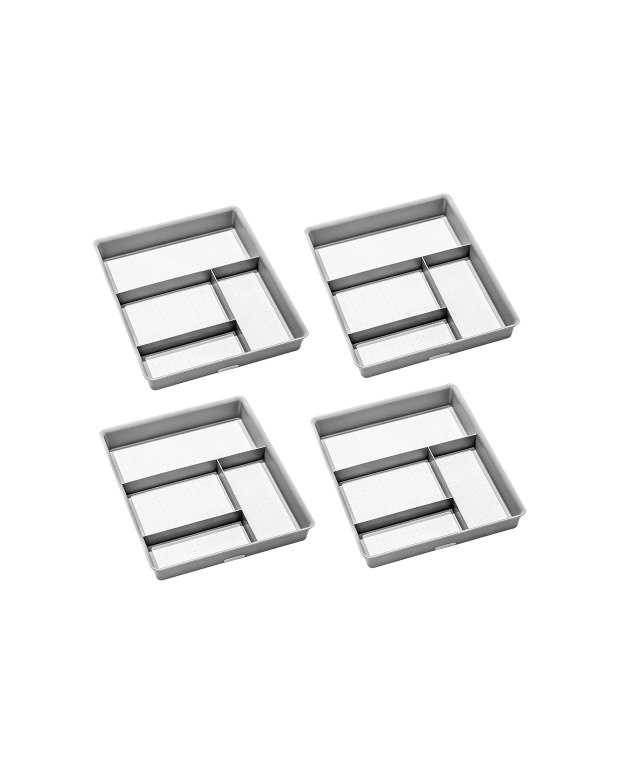 1 Madesmart 4PK Junk Drawer Organiser Rectangle Soft-Grip Lining Non-Slip - Grey, 1 of 6
