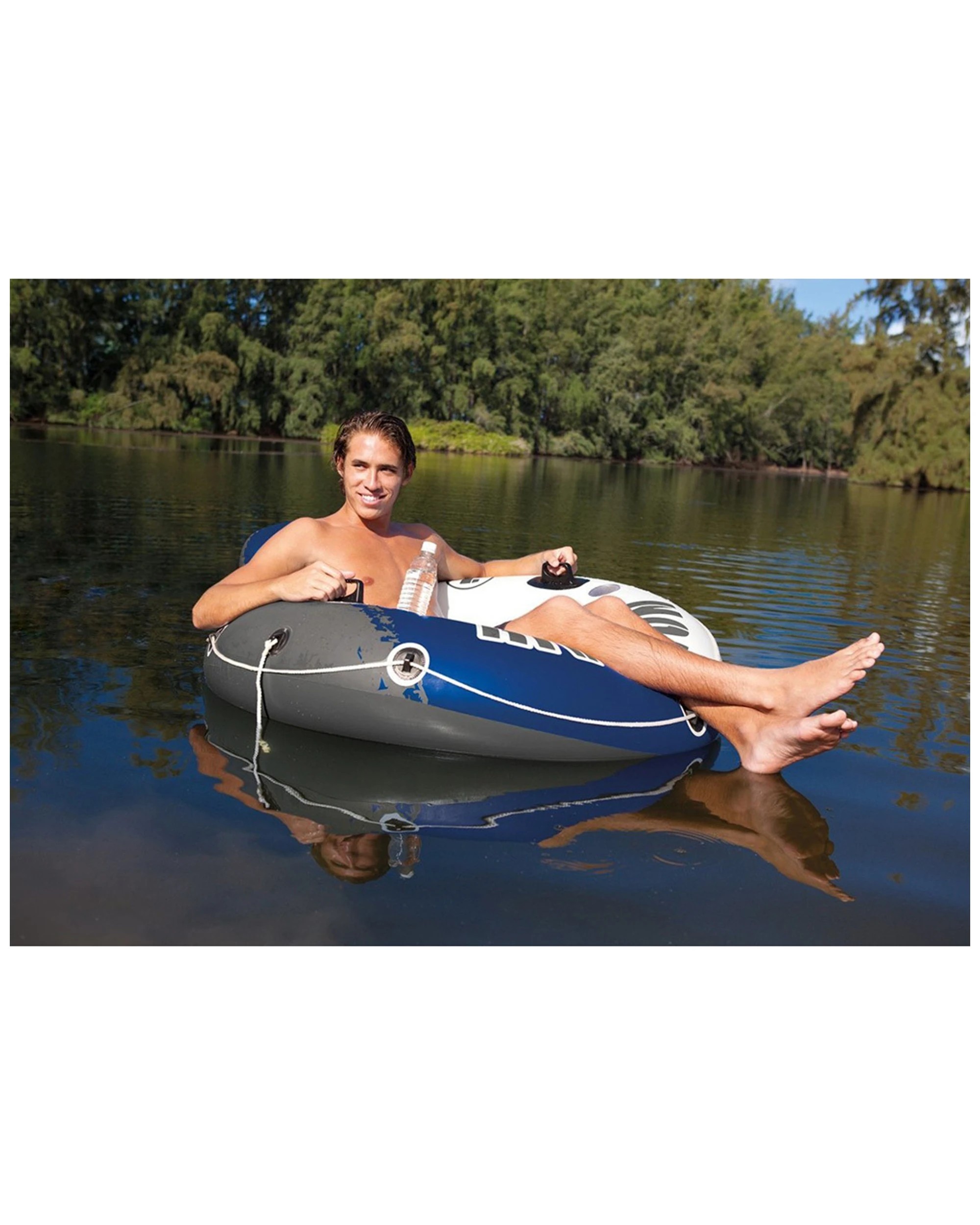 4 Intex 135cm Inflatable Round Ride-on Seat Run Tube River Pool Float Adult Kids - Multi, 4 of 6