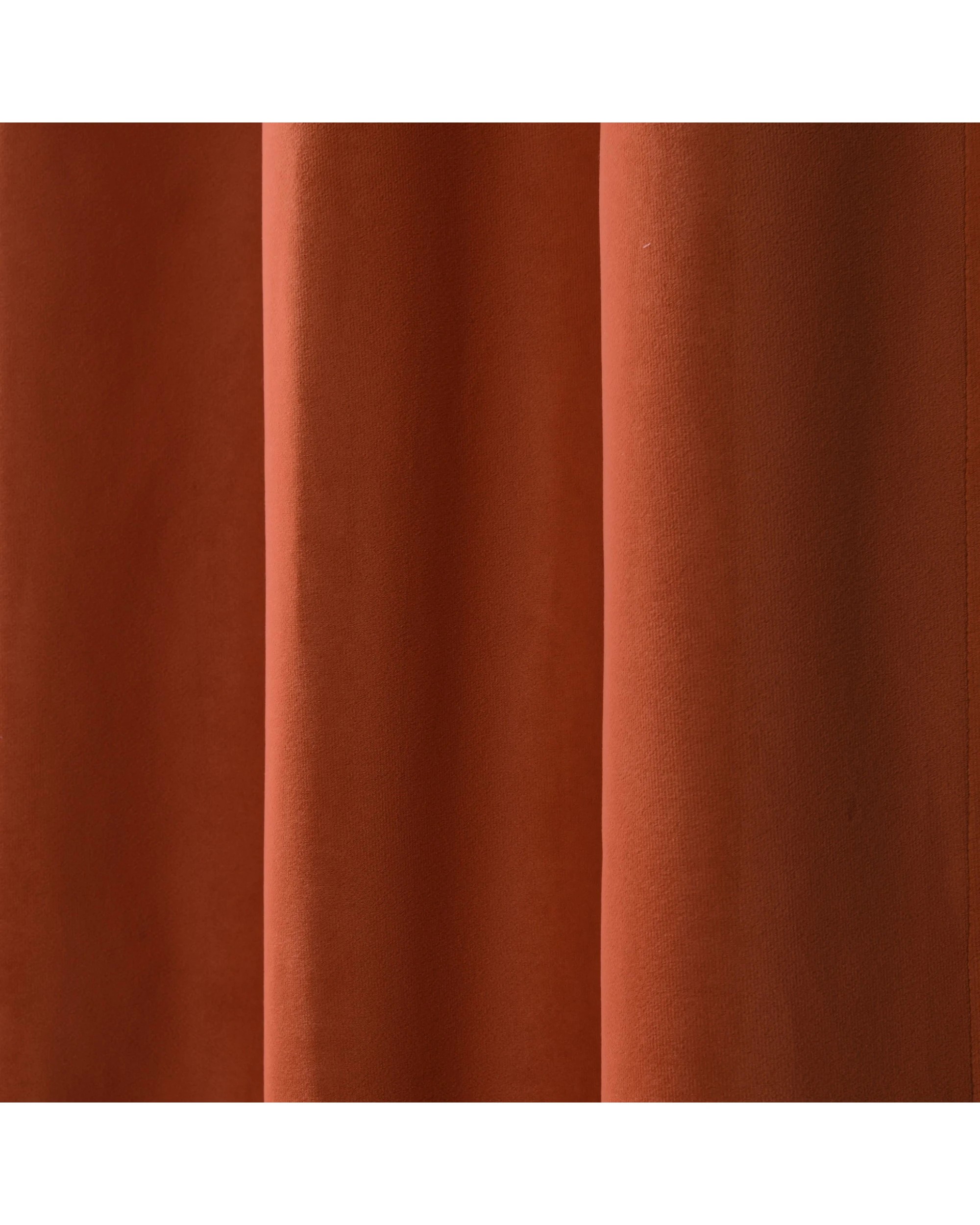 3 Cadence & Co. Byron Matte Velvet 100% Blockout Eyelet Curtain Twin Pack 225x223cm - Rust, 3 of 5