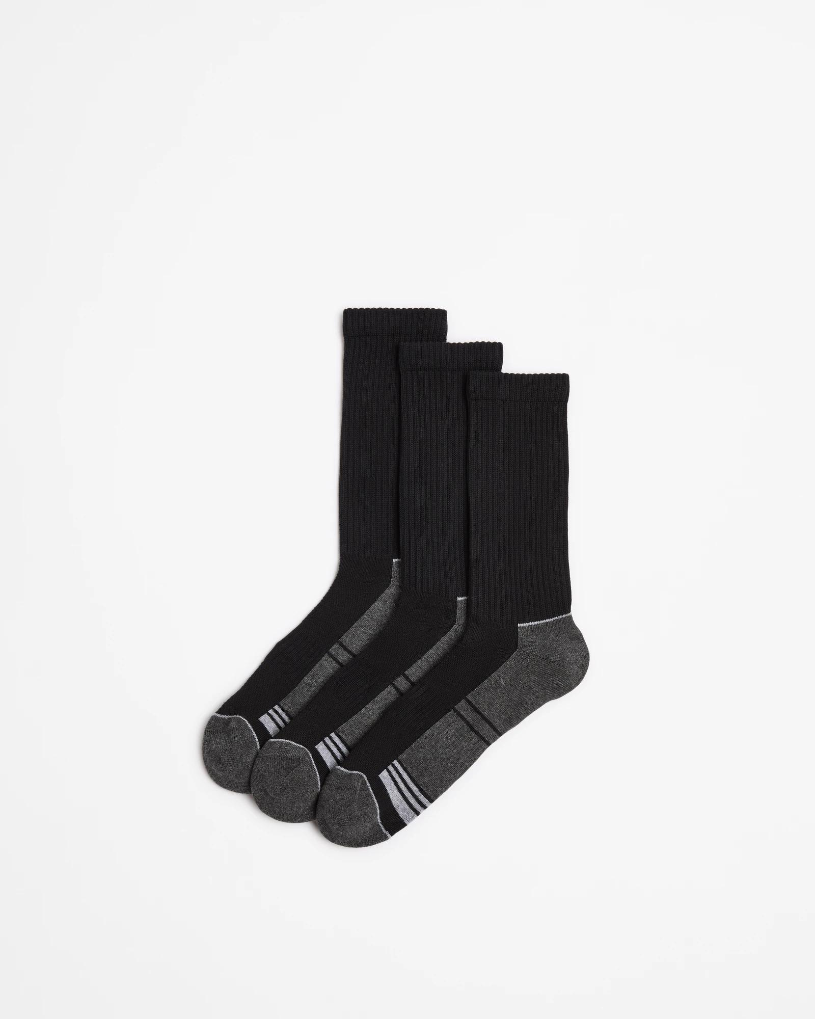 1 Australian Cotton Blend 3 Pack Sport Crew Cut Socks - Maxx BLACK, 1 of 3