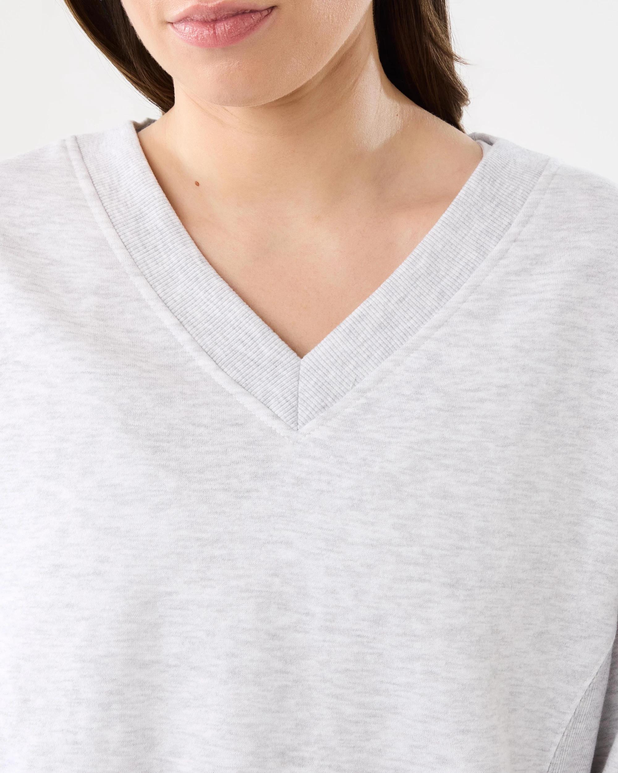 5 Marle V-Neck Rib Sweatshirt Wht Marle, 5 of 7