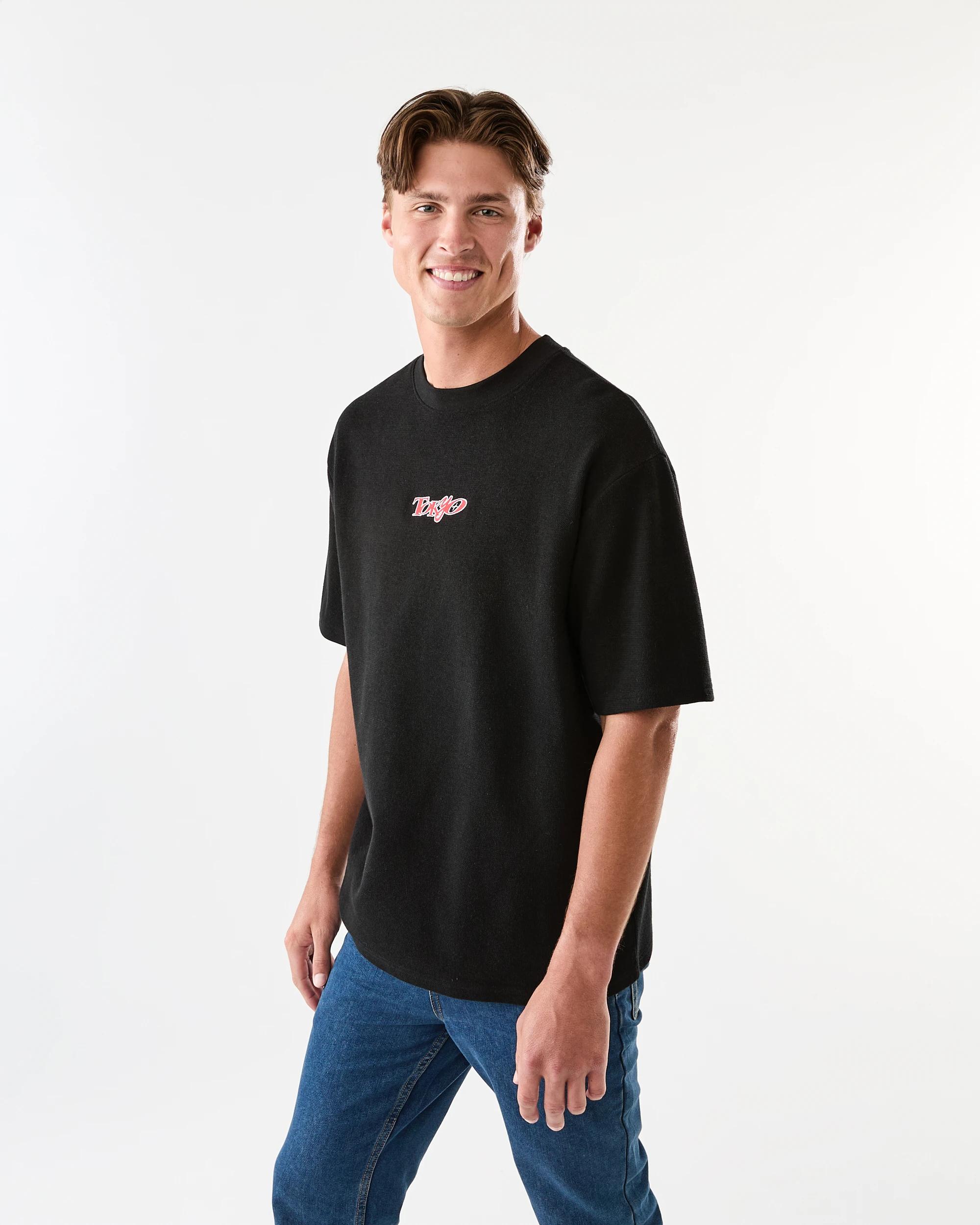 2 Textured Print T-shirt Blk Tokyo, 2 of 7
