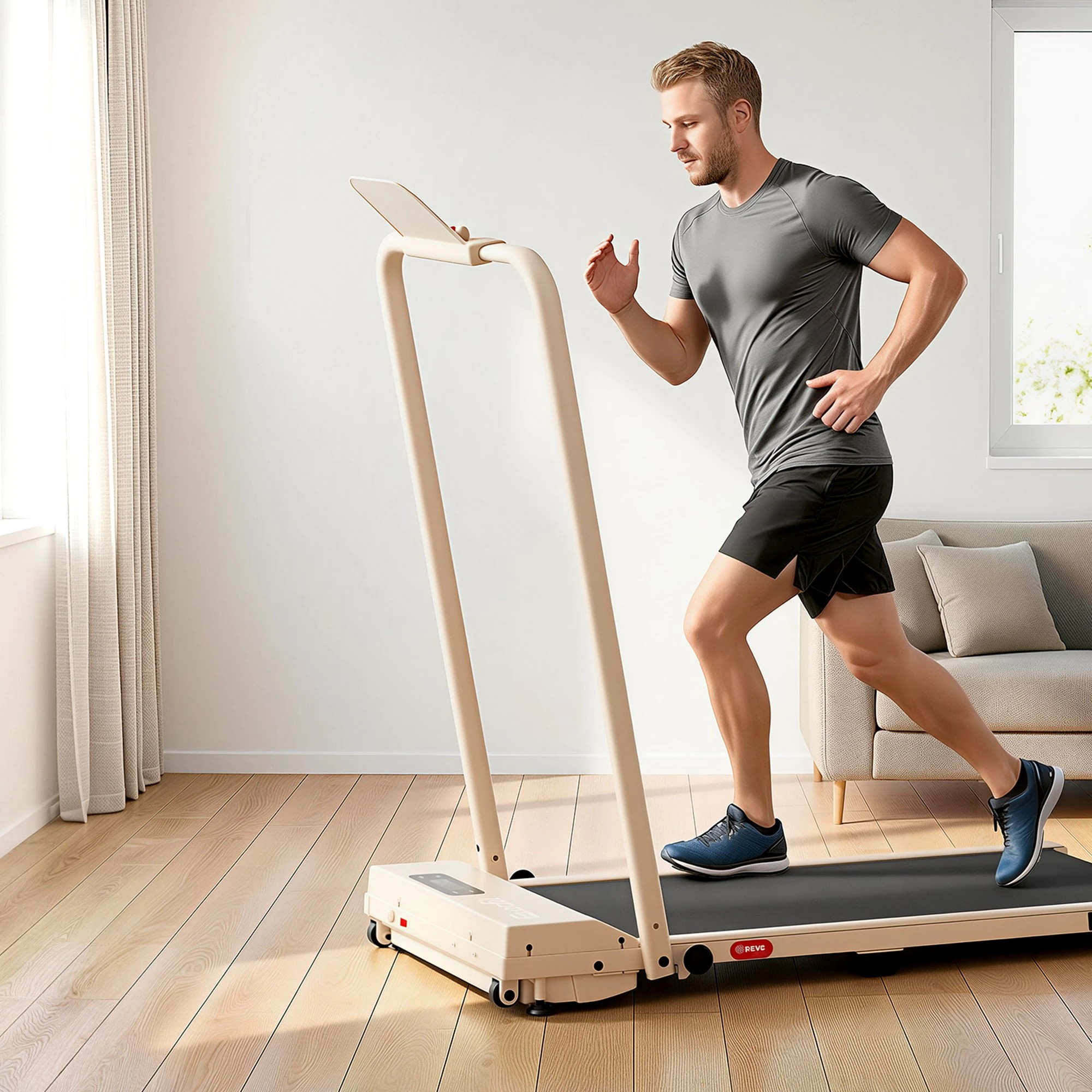 5 Everfit 3 in 1 Walking Pad Treadmill 12% Incline Under Desk Foldable for Home - Beige, 5 of 10