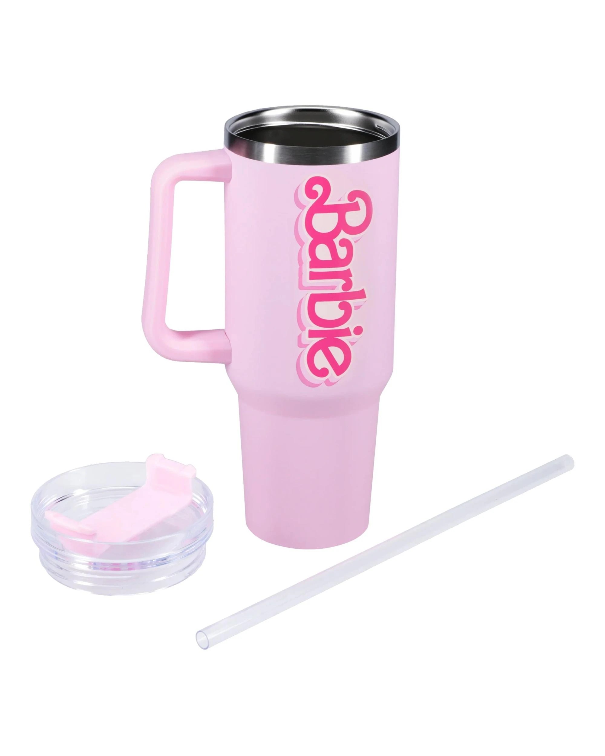2 Paladone Barbie Travel Cup with Straw - 900ml - Pink, 2 of 4
