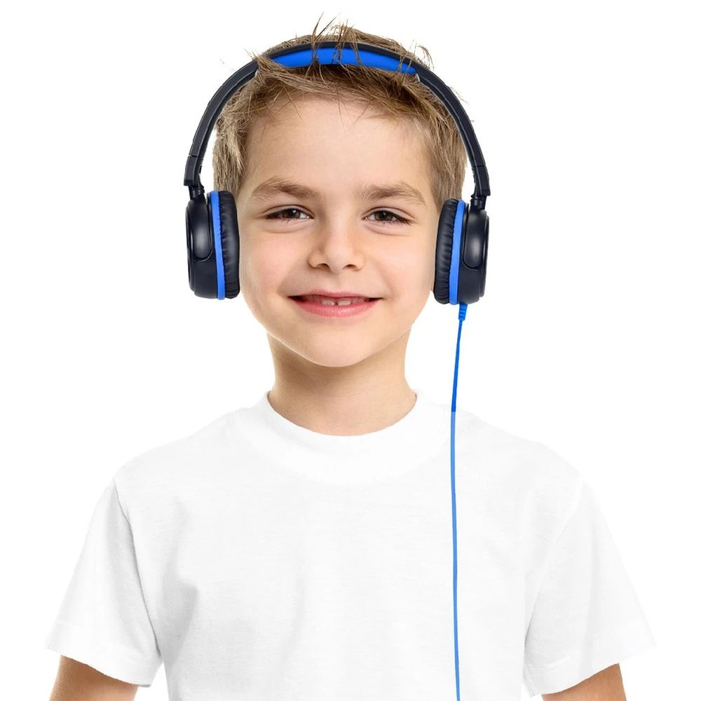 7 BONELK Comfort Kids Wired Headphones Black/Blue, 7 of 7