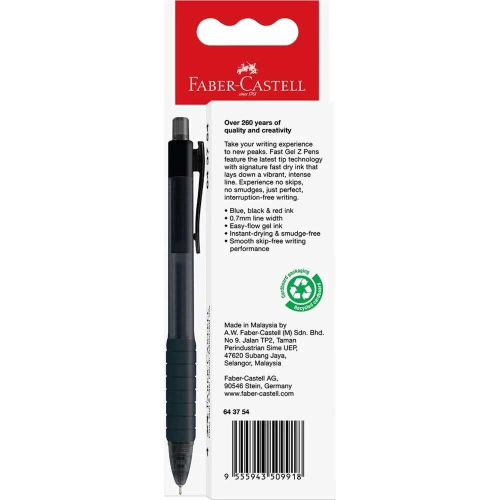 3 Faber Castell Fast Gel Z Pen 0.7mm Assorted 4 Pack, 3 of 3