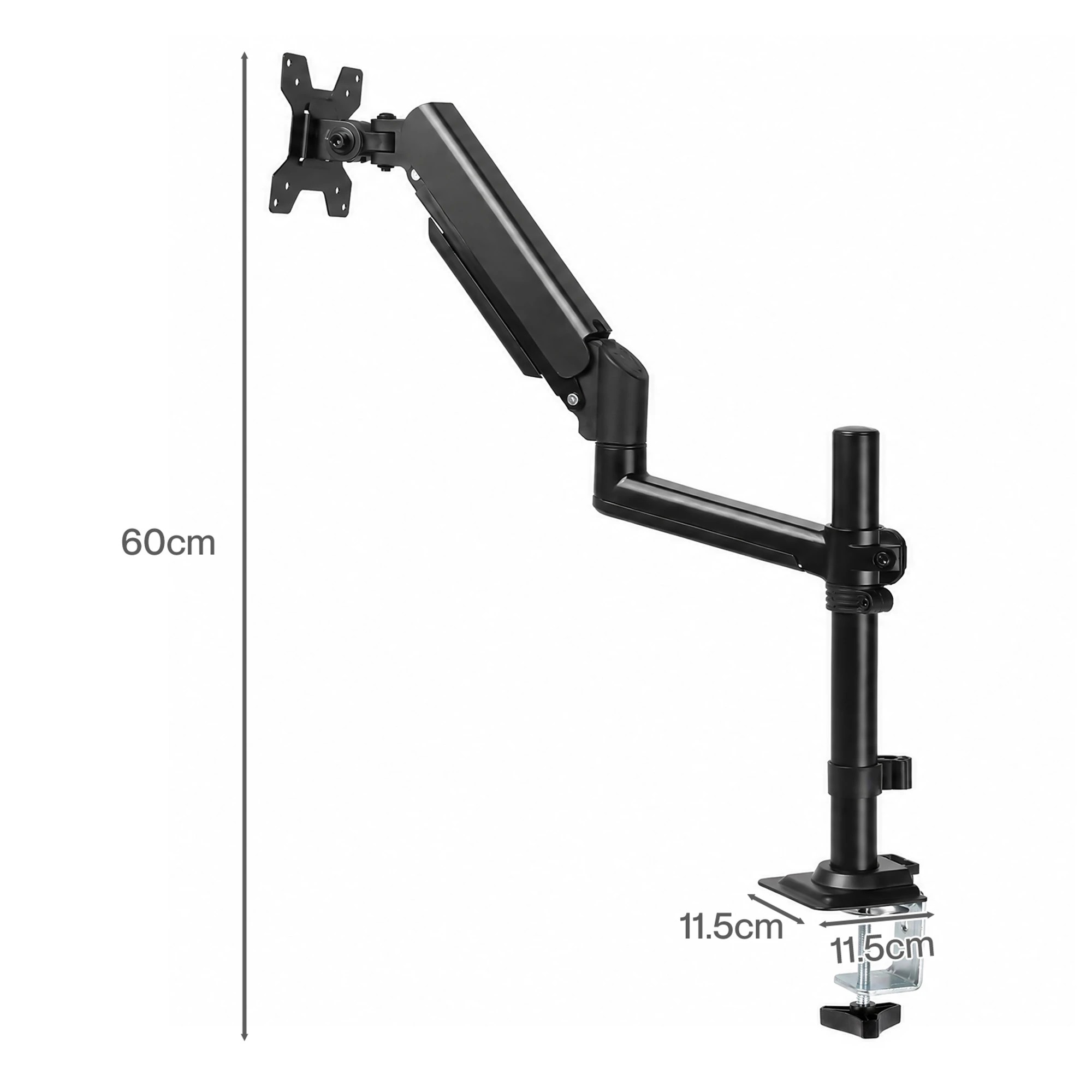 3 Levede Single Monitor Arm Adjustable 2-Way Desk Mount Rotatable 13-32 inch Black, 3 of 8
