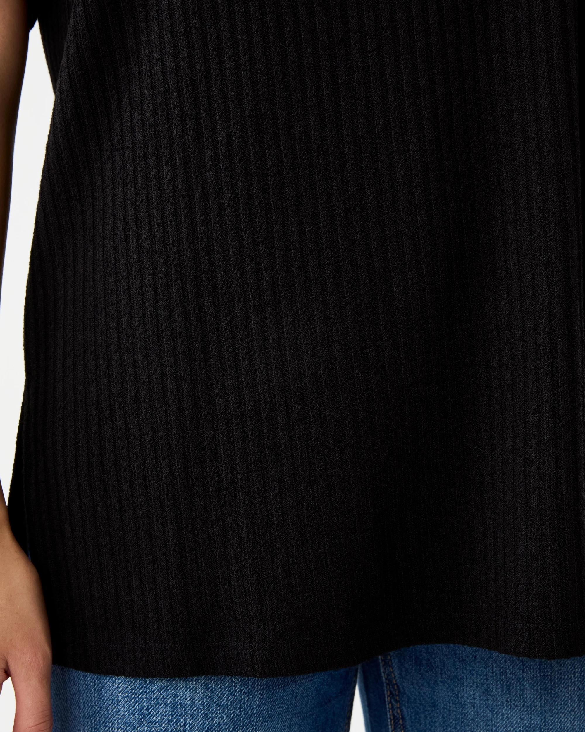 7 Longline Rib Brushed T-shirt Black, 7 of 7