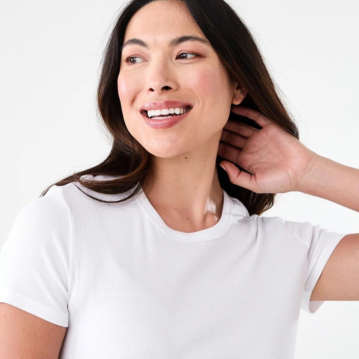 4 Short Sleeve Rib Crew Neck T-shirt WHITE, 4 of 5