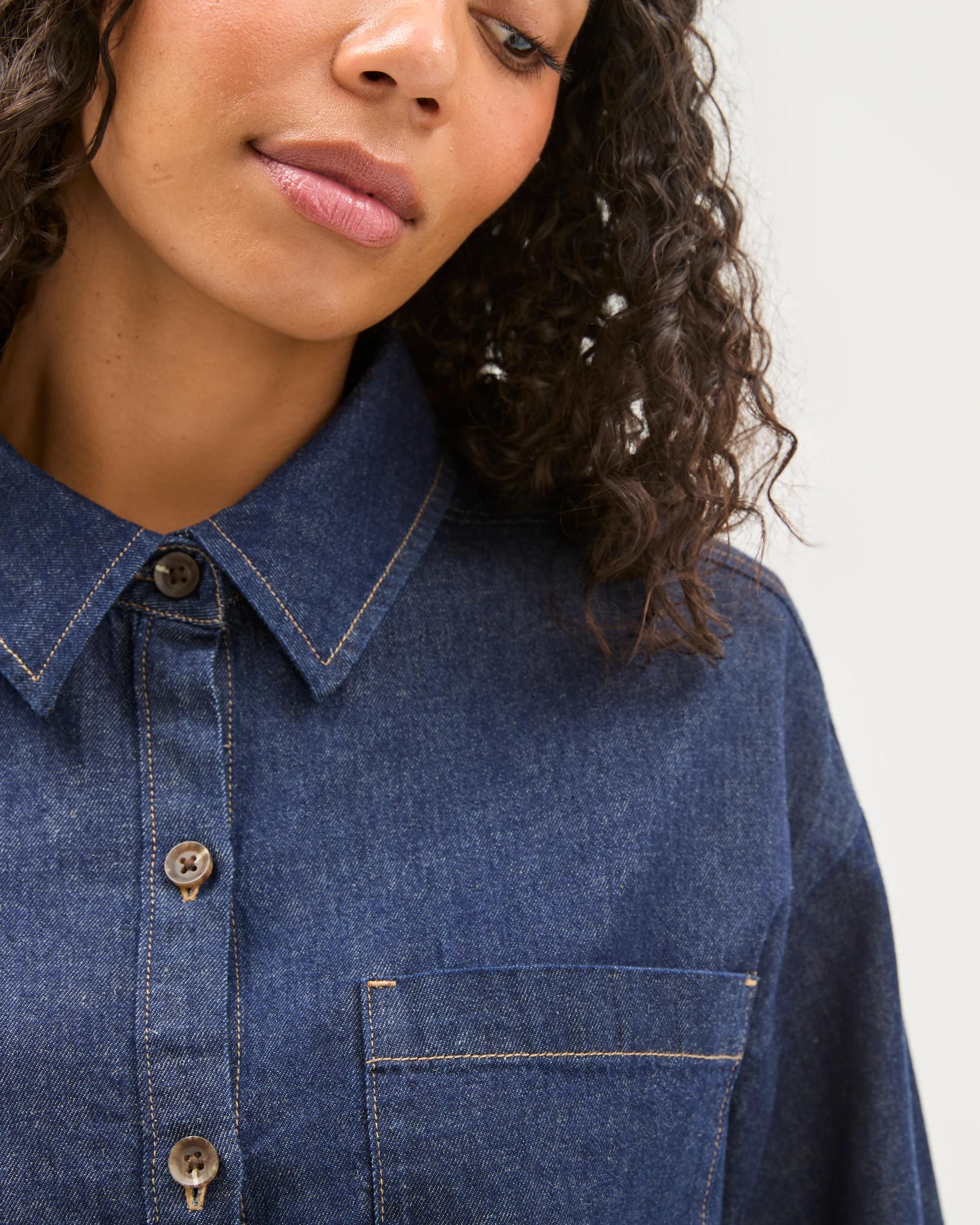 6 Target Denim Linen Denim Shirt RINSE, 6 of 8