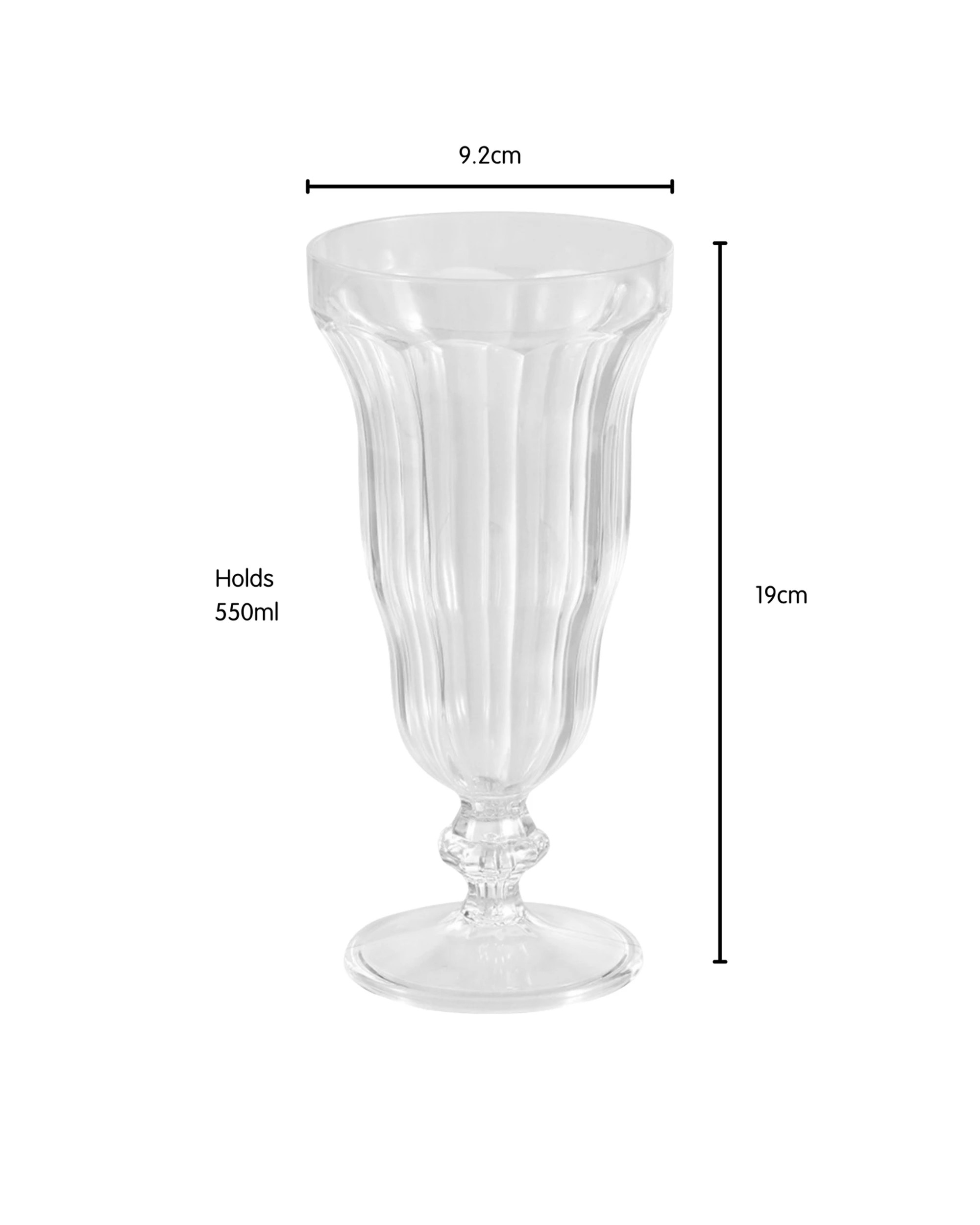 2 Lemon & Lime Clear Acrylic Milkshake Glass 550ml - Clear, 2 of 2