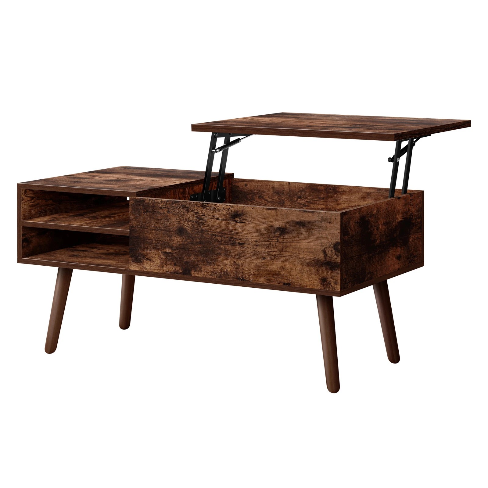 1 Alfordson Coffee Table 2-in-1 Lift Up Hidden Storage Dark Oak, 1 of 10