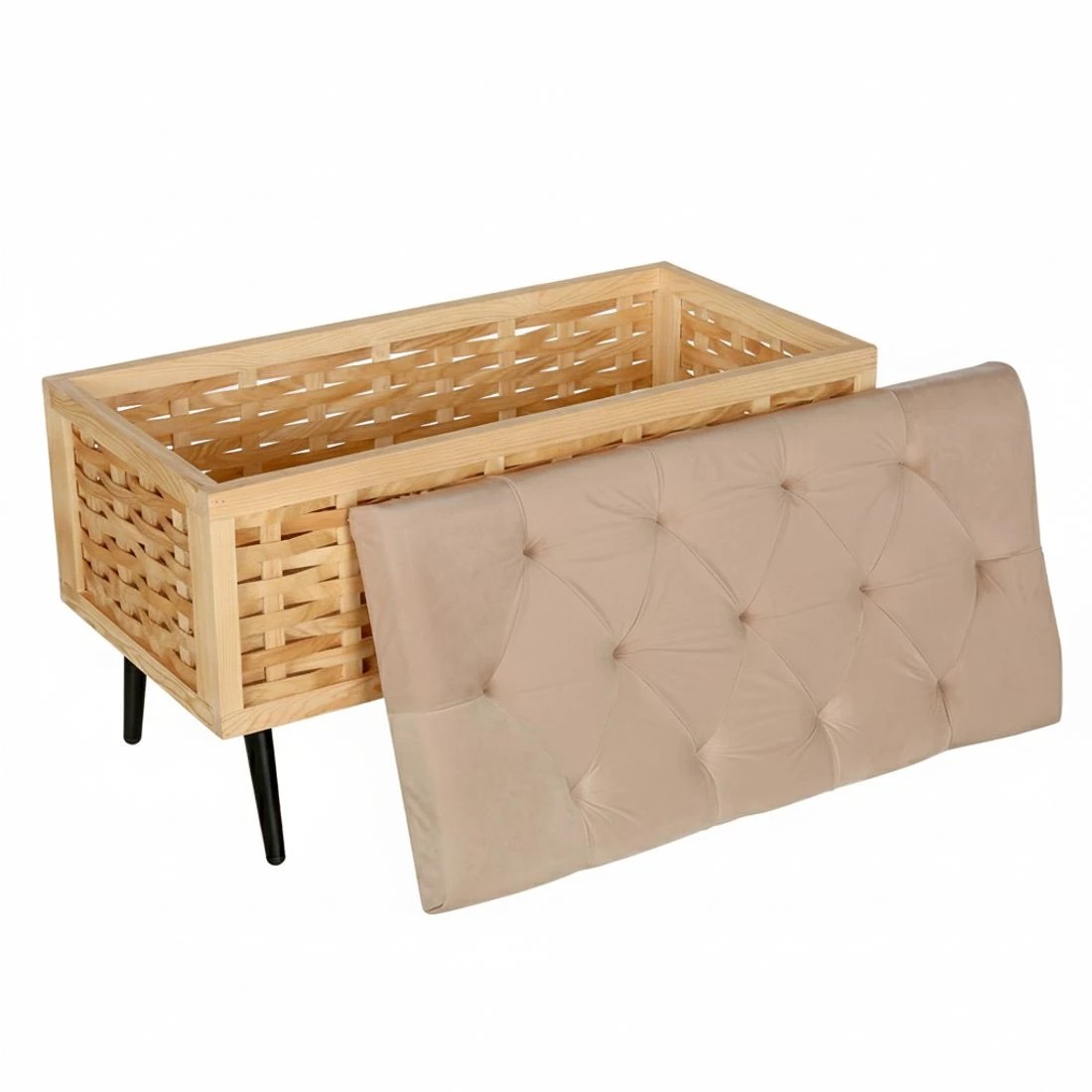 3 Artiss Storage Ottoman Blanket Box 80cm Weaved Velvet Pine - Multi, 3 of 7