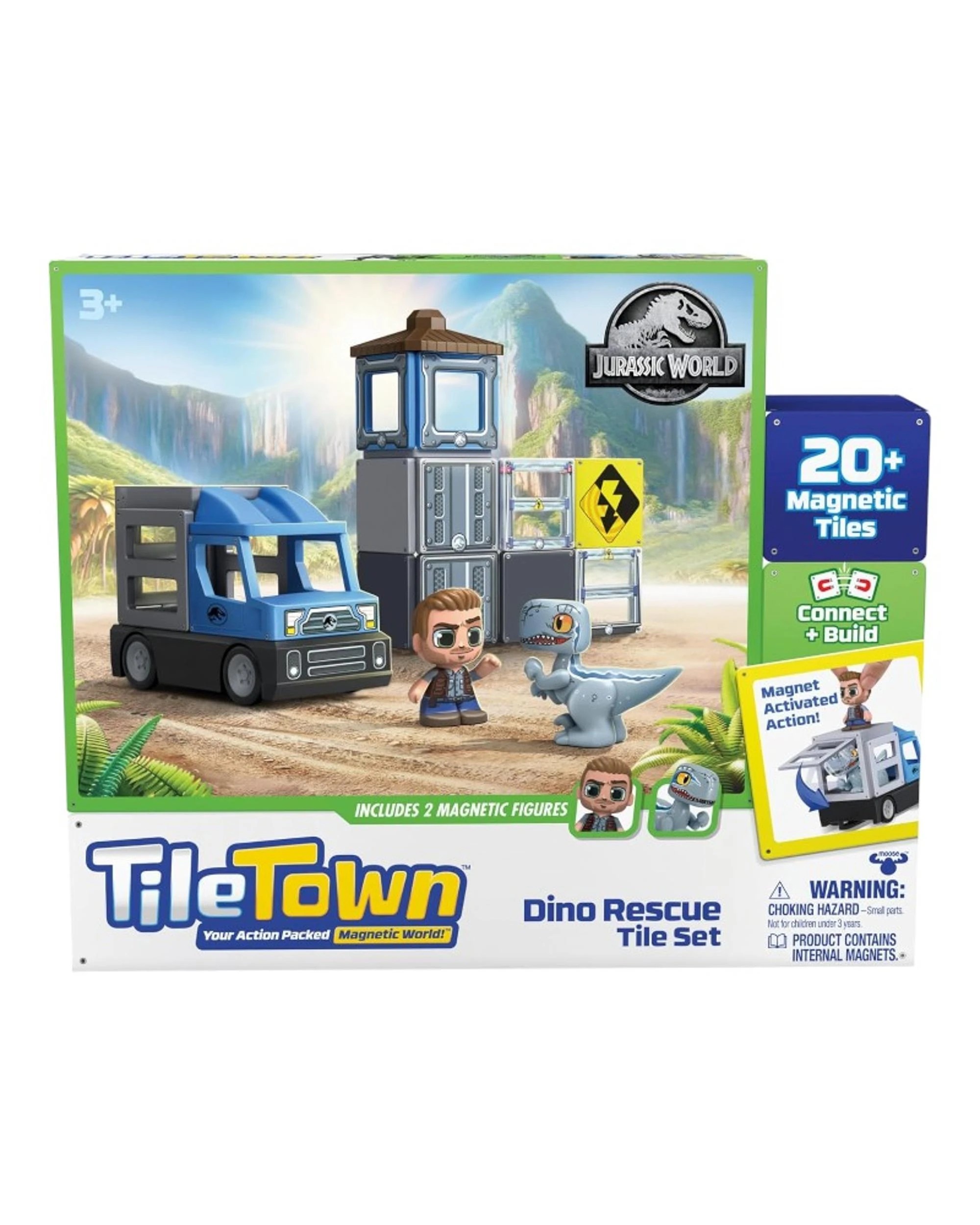 2 Tile Town Jurassic Dino Rescue Magnetic Tile Set, 2 of 8