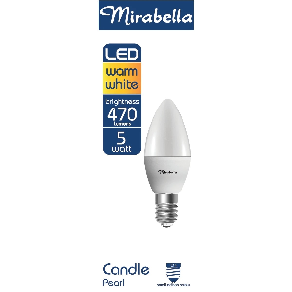 1 Mirabella E14 5W LED Warm White Candle Bulb