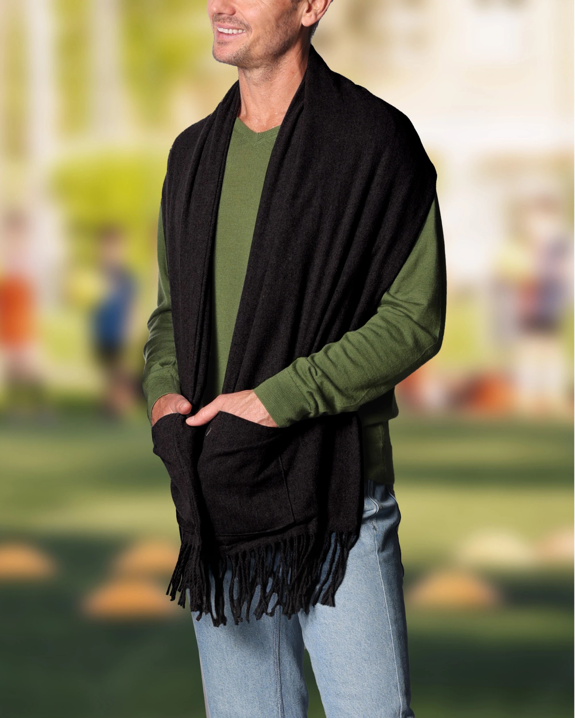 4 Sash and Bloom WinterWarm Heated Scarf Black Portable Super-Soft Heated Scarf with Built-In Pockets, 4 of 7