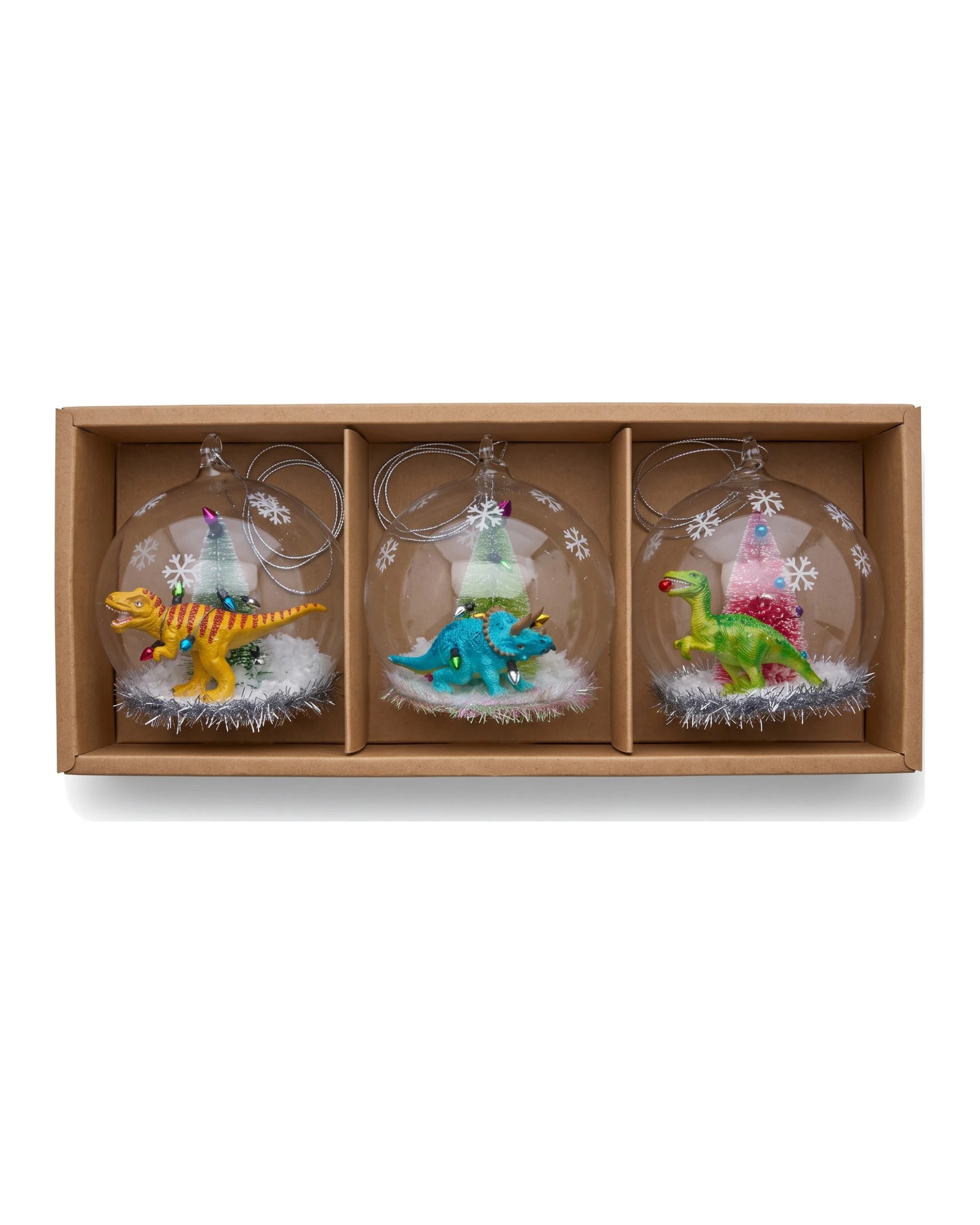 3 Christabelle 3 Glass Dome Christmas Ornaments Dinosaur Character Figures 11cm Xmas Tree Decorations Hanging Baubles, 3 of 5