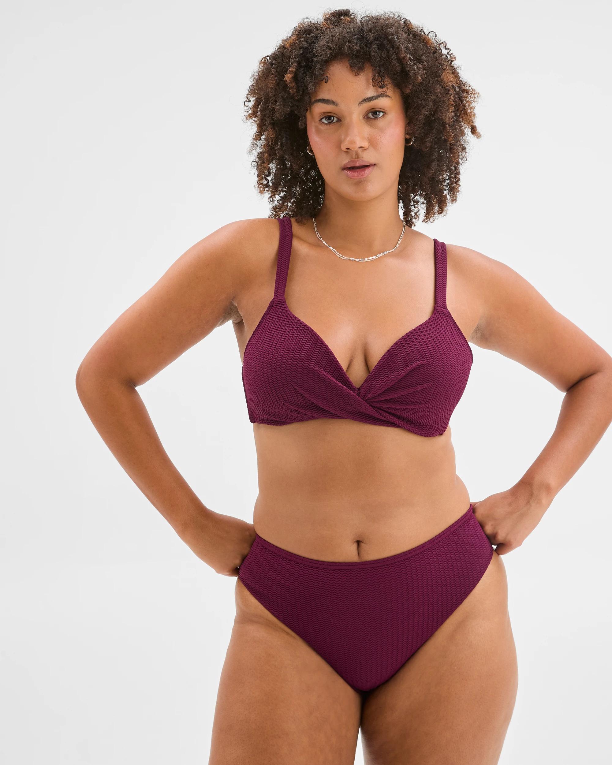 7 Target Woman Resort Crinkle High Waisted High Cut Bikini Briefs DEEP PLUM, 7 of 10