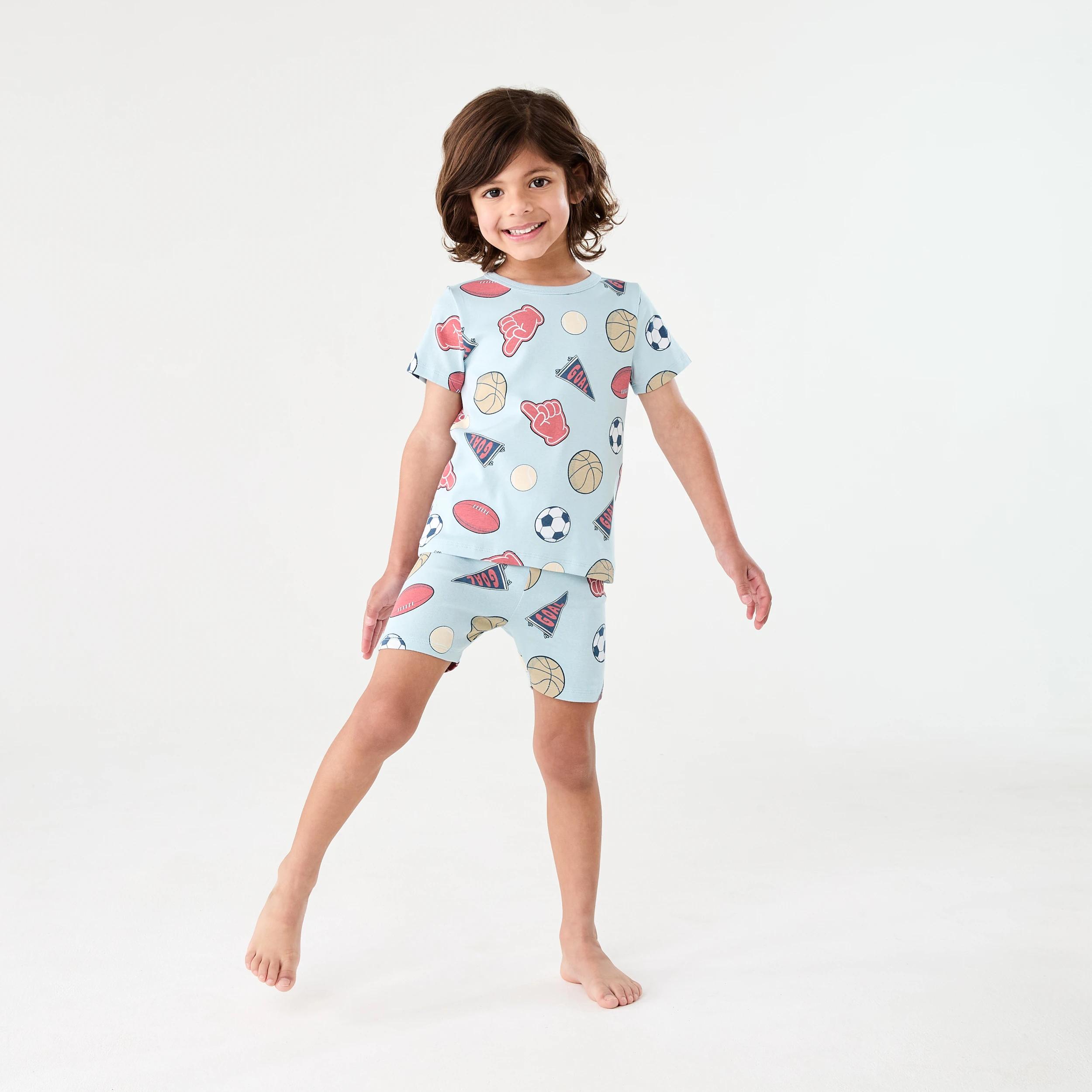 1 Short Sleeve Skinny Rib Pyjama Set BLUE SPORT, 1 of 7