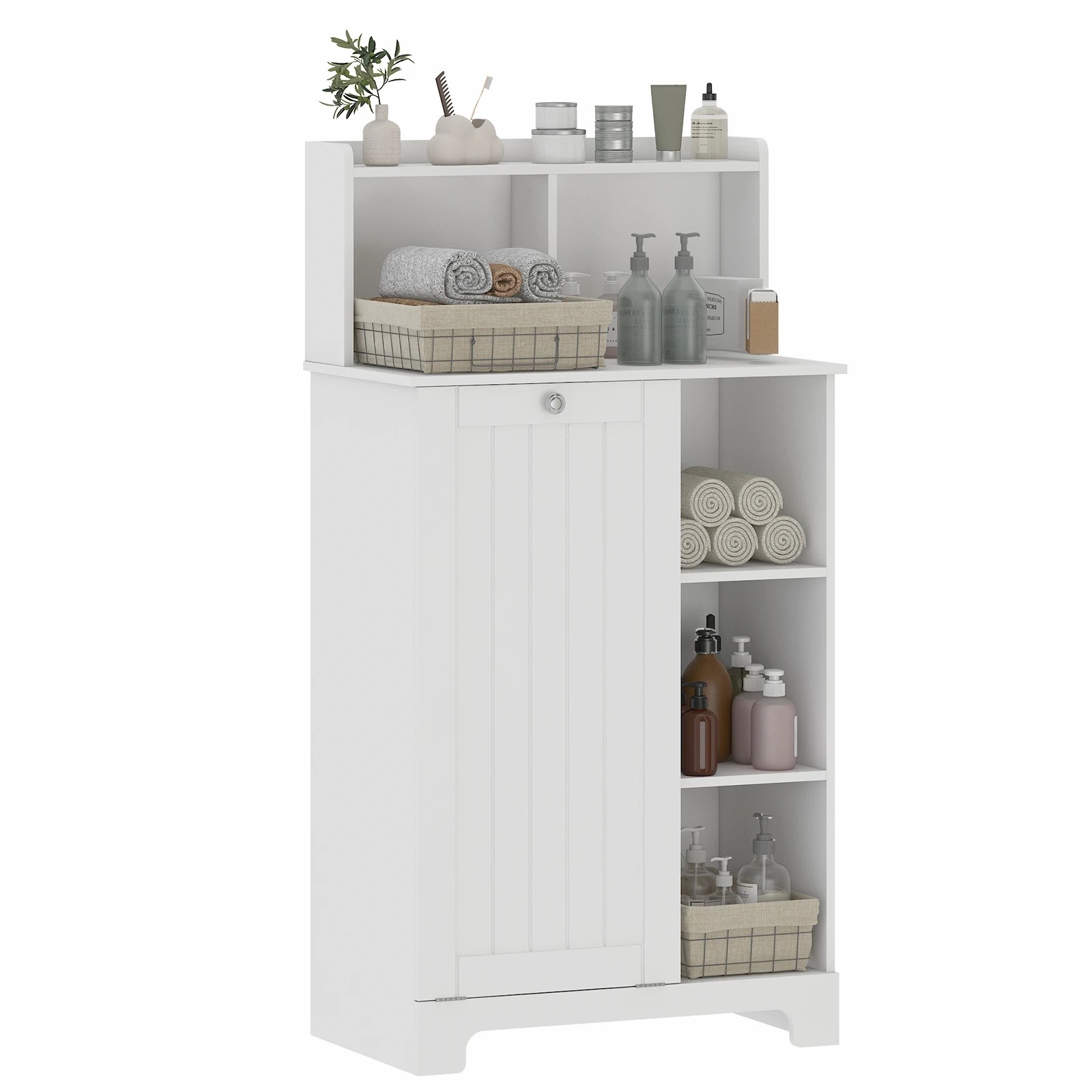 2 Advwin Tilt-Out Laundry Hamper Cabinet w/ Removable Laundry Basket & Shelf Bathroom Storage Cabinet, 2 of 7