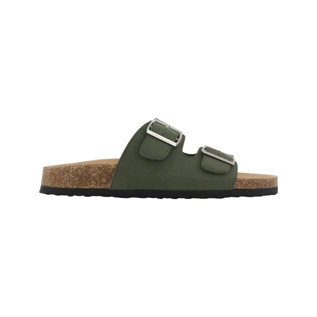 1 Two Band Buckle Footbed Slides BEETLE, 1 of 3