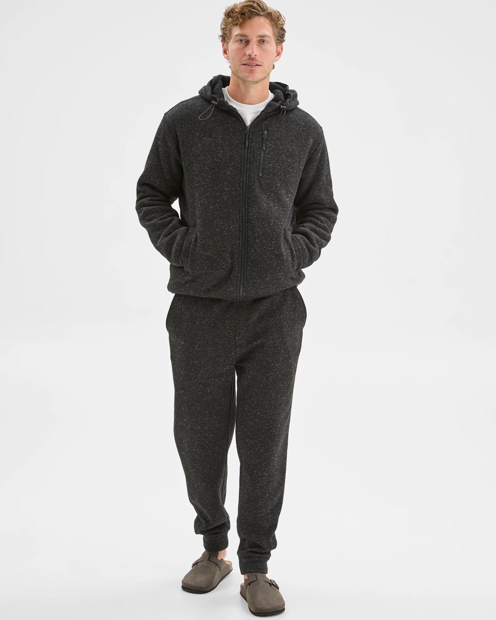 4 Target Man Teddy Lined Zip Through Fleece Hoodie BLACK MARLE, 4 of 7