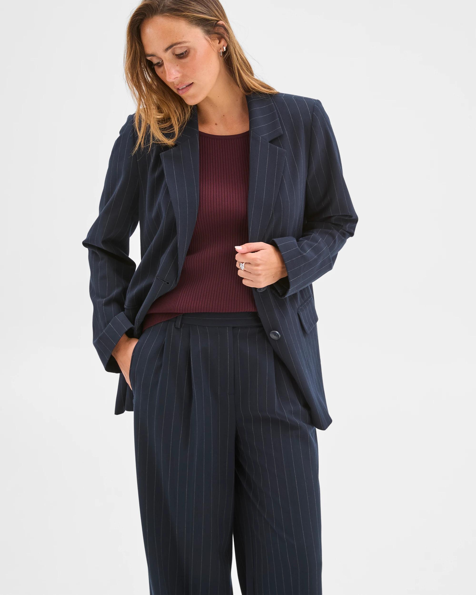 2 Preview Classic PVL Wide Leg Pants NAVY PINSTRIPE, 2 of 6