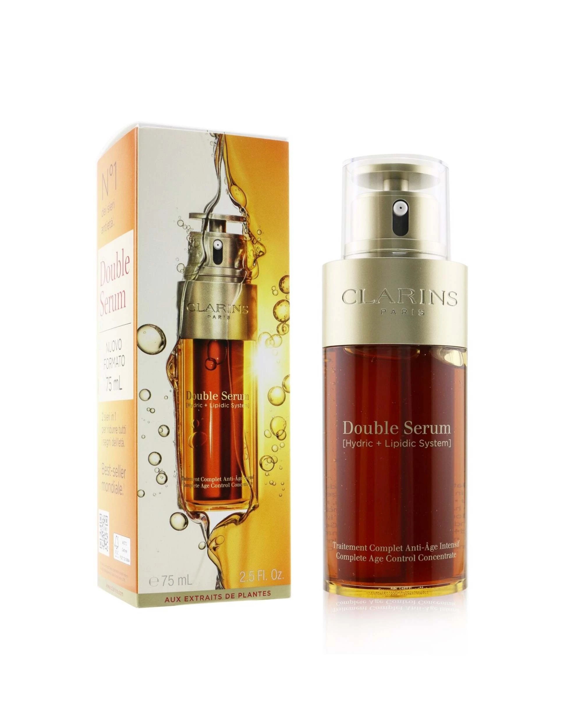 2 Clarins Double Serum (Hydric + Lipidic System) Complete Age Control Concentrate (Deluxe Edition) 75ml/2.5oz, 2 of 3