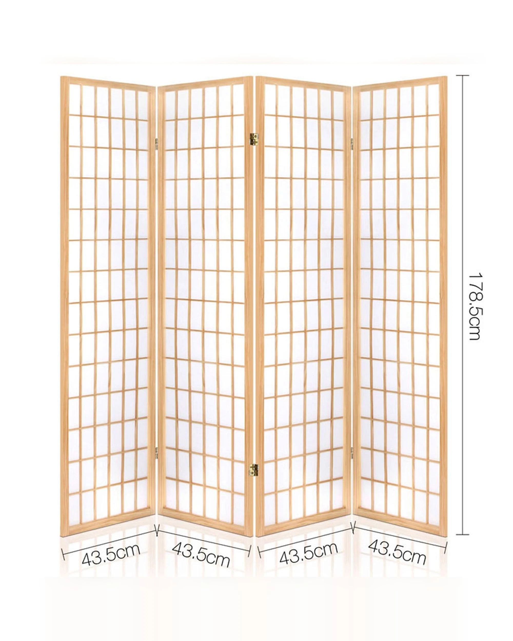 2 Artiss 4 Panel Room Divider Screen 174x179cm Natural
 - Brown, 2 of 3