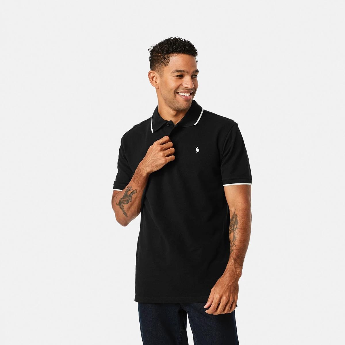 1 Tipped Pique Polo Black, 1 of 7