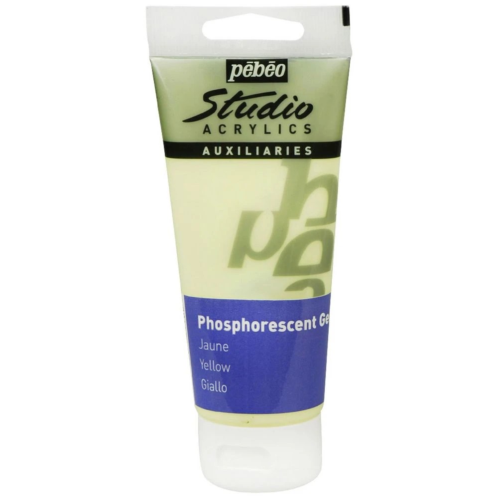 1 Pebeo Studio Acrylics Phosphorescent Gel 100mL Yellow, 1 of 2