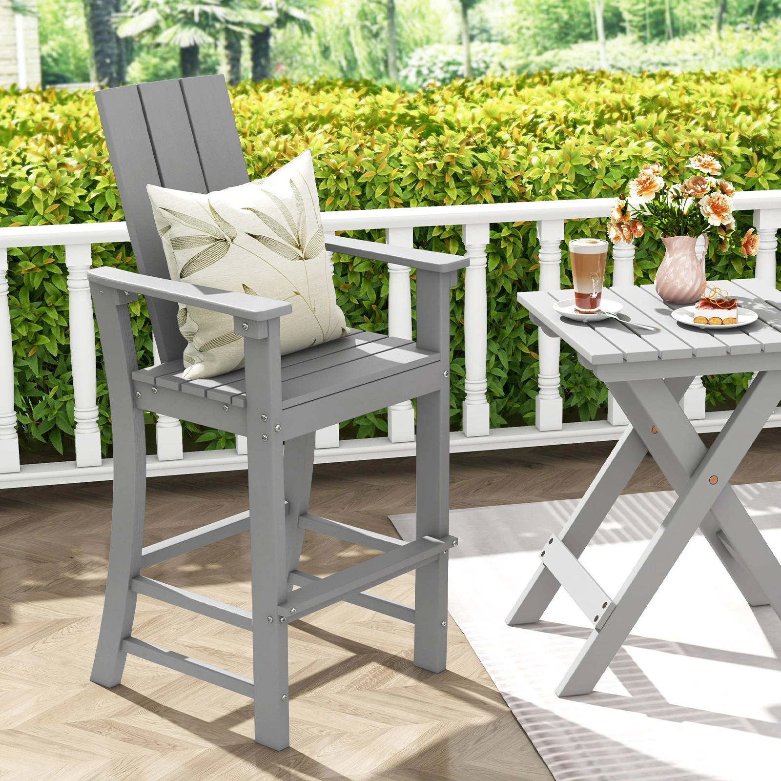 3 Costway Tall Adirondack Chair Outdoor Bar Stool Patio Bistro Chair Backyard & Garden, 3 of 3