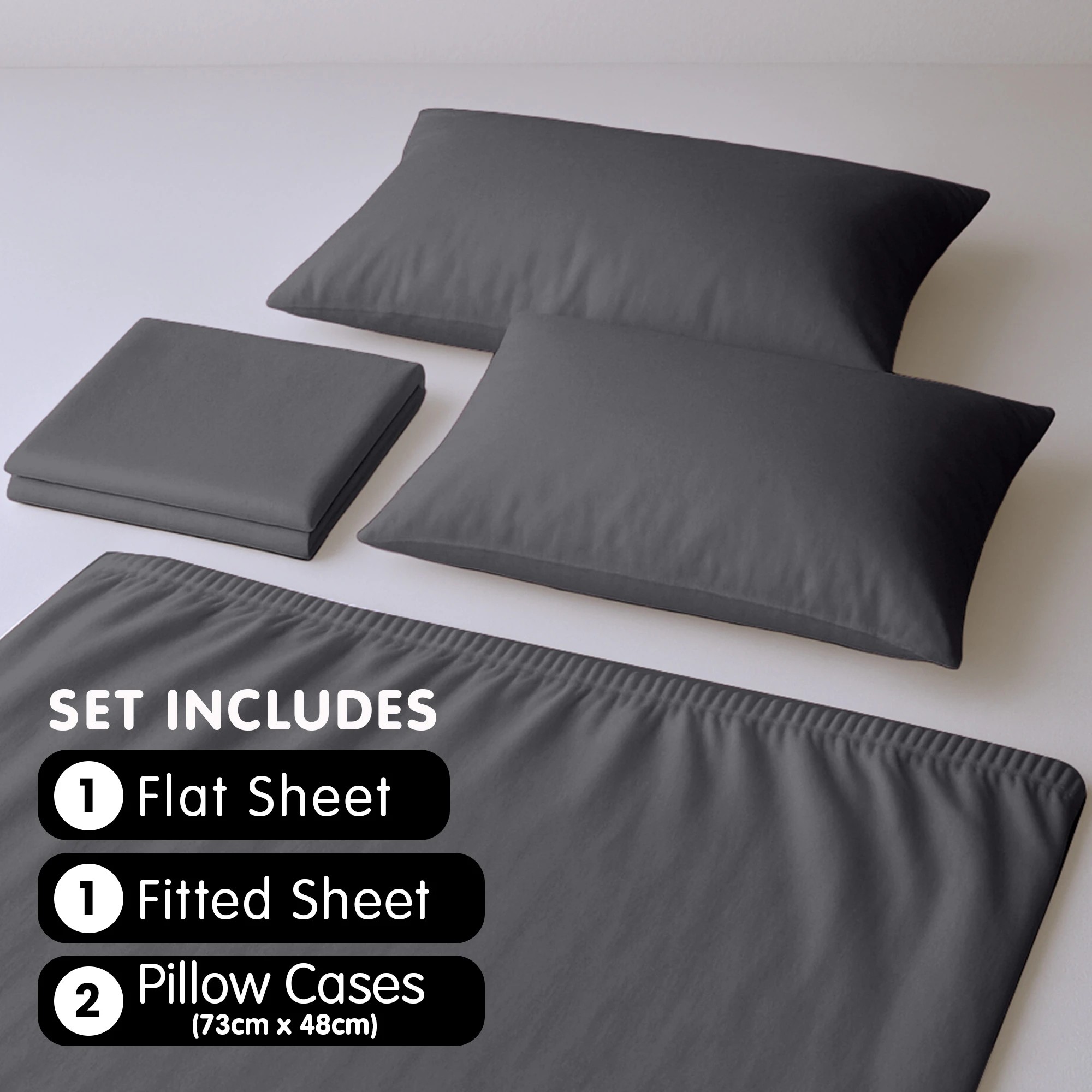 7 4pc 1000 Thread Count Cotton Rich Sheet Gift Pack Cvc Microfibre Blend In Charcoal
 - King Bed, 7 of 10