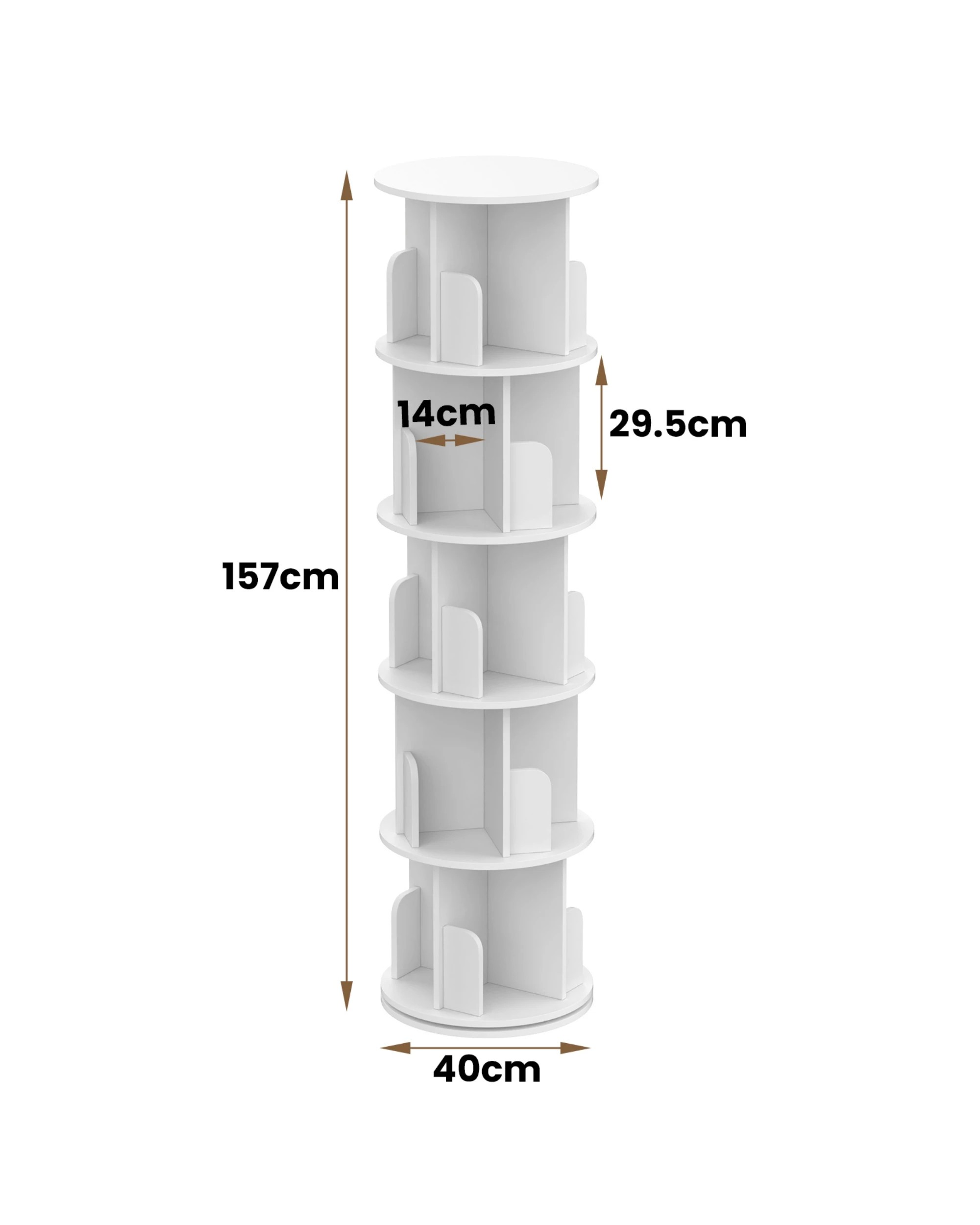 2 Advwin 5-Tier Rotating Bookshelf 360 Swivel Display Rack Corner Bookcase Cabinet, 2 of 9