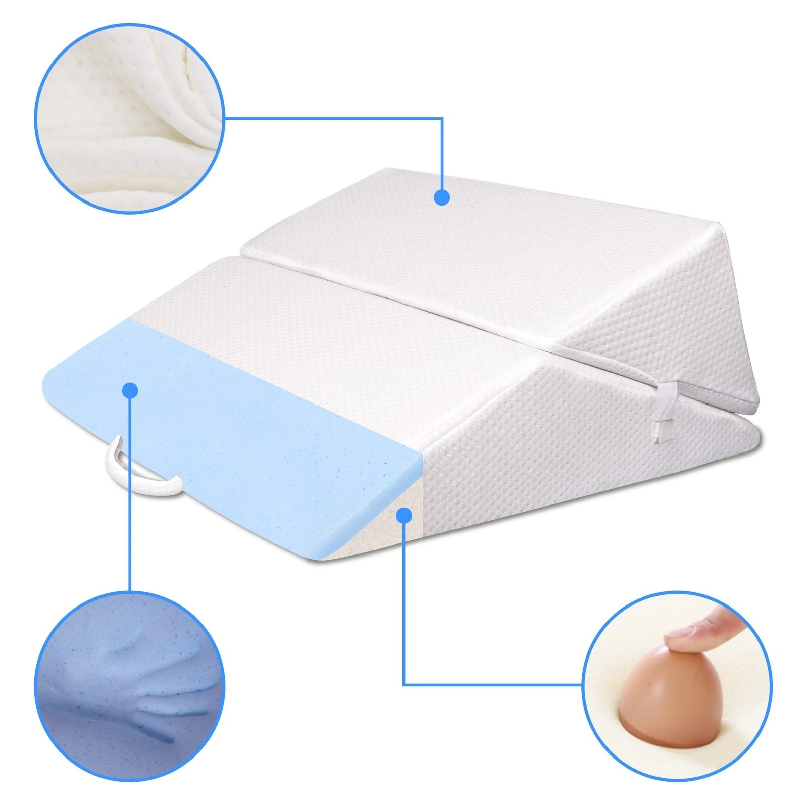 2 Starry Eucalypt Bed Wedge Pillow Cool Gel Memory Foam Back Leg Elevation - White, 2 of 4