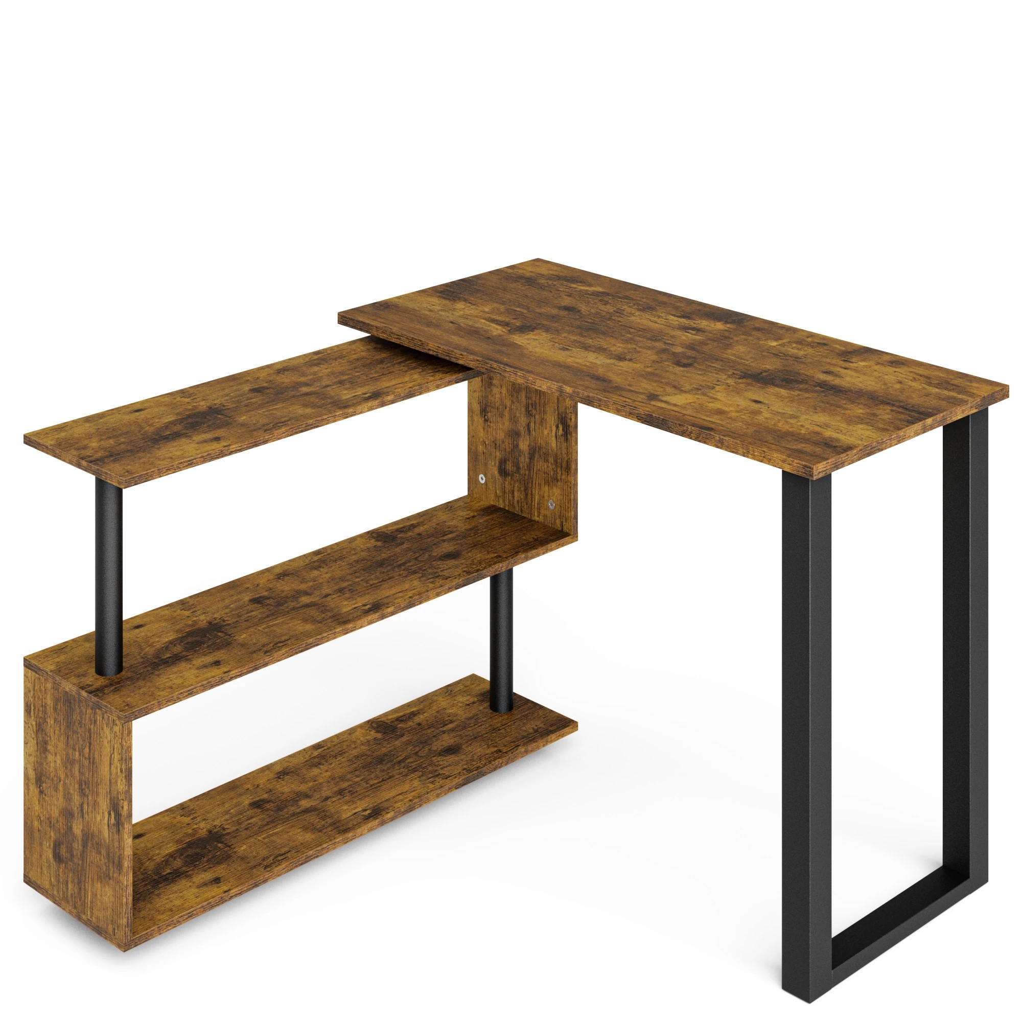 6 Advwin 360° Rotating Computer Desk L-shaped Desk With Bookshelf Corner Desk, 6 of 7