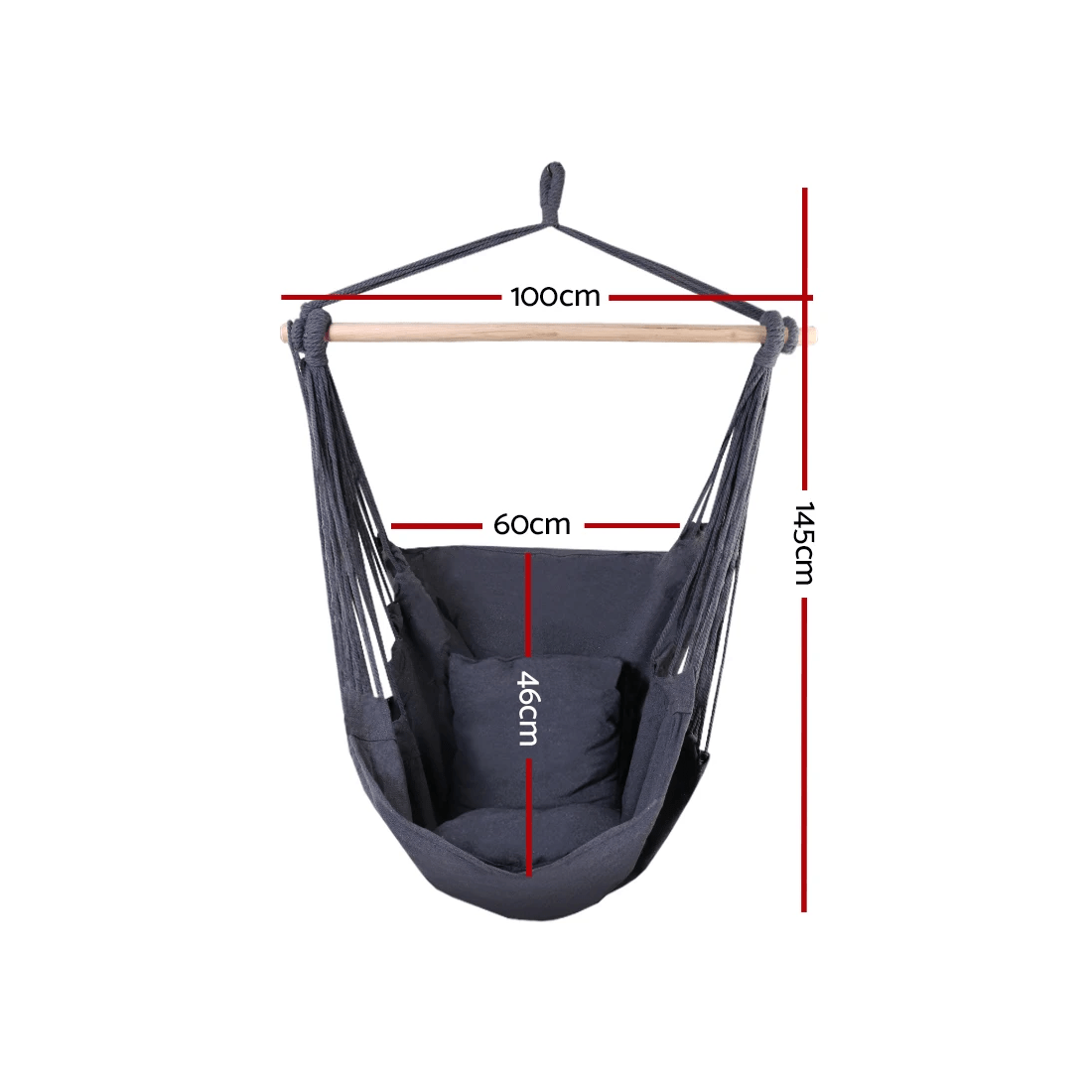 2 Gardeon Hammock Chair Outdoor Camping Hanging Hammocks Cushion Pillow - Grey, 2 of 7