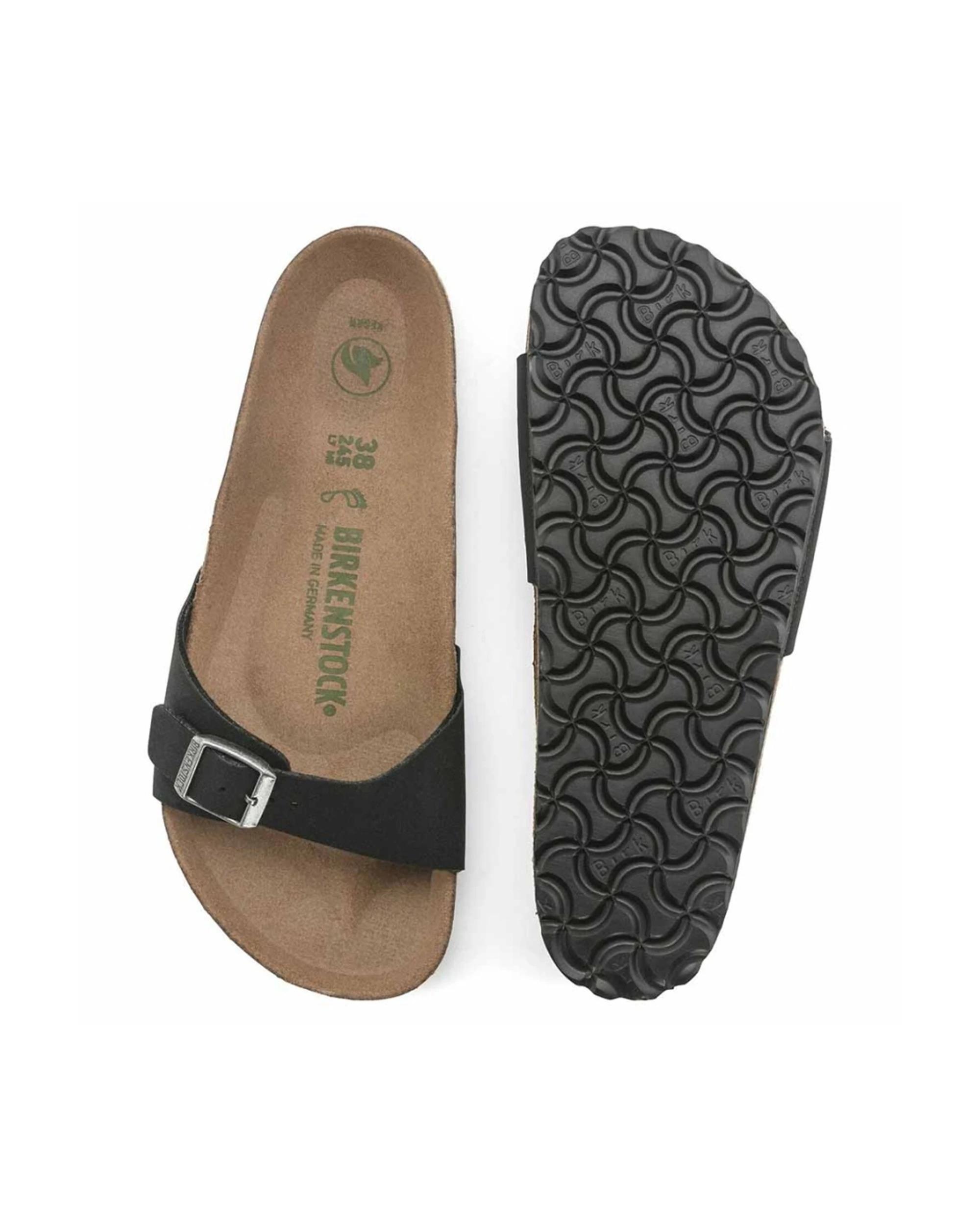 5 Birkenstock Madrid BirkiBuc Vegan Sandals Narrow Width BLACK, 5 of 6