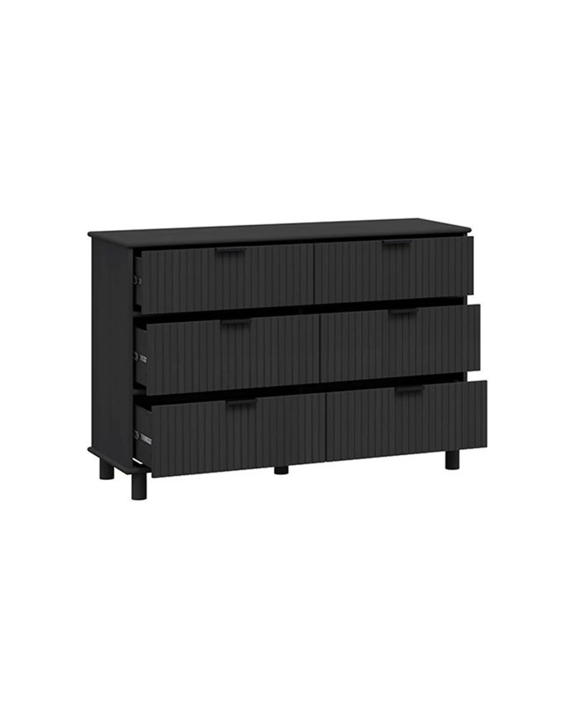 4 Alpine Bay Sorrento 6 Drawer Chest Vertical Groove Detail Storage Unit Woodgrain - Black, 4 of 8