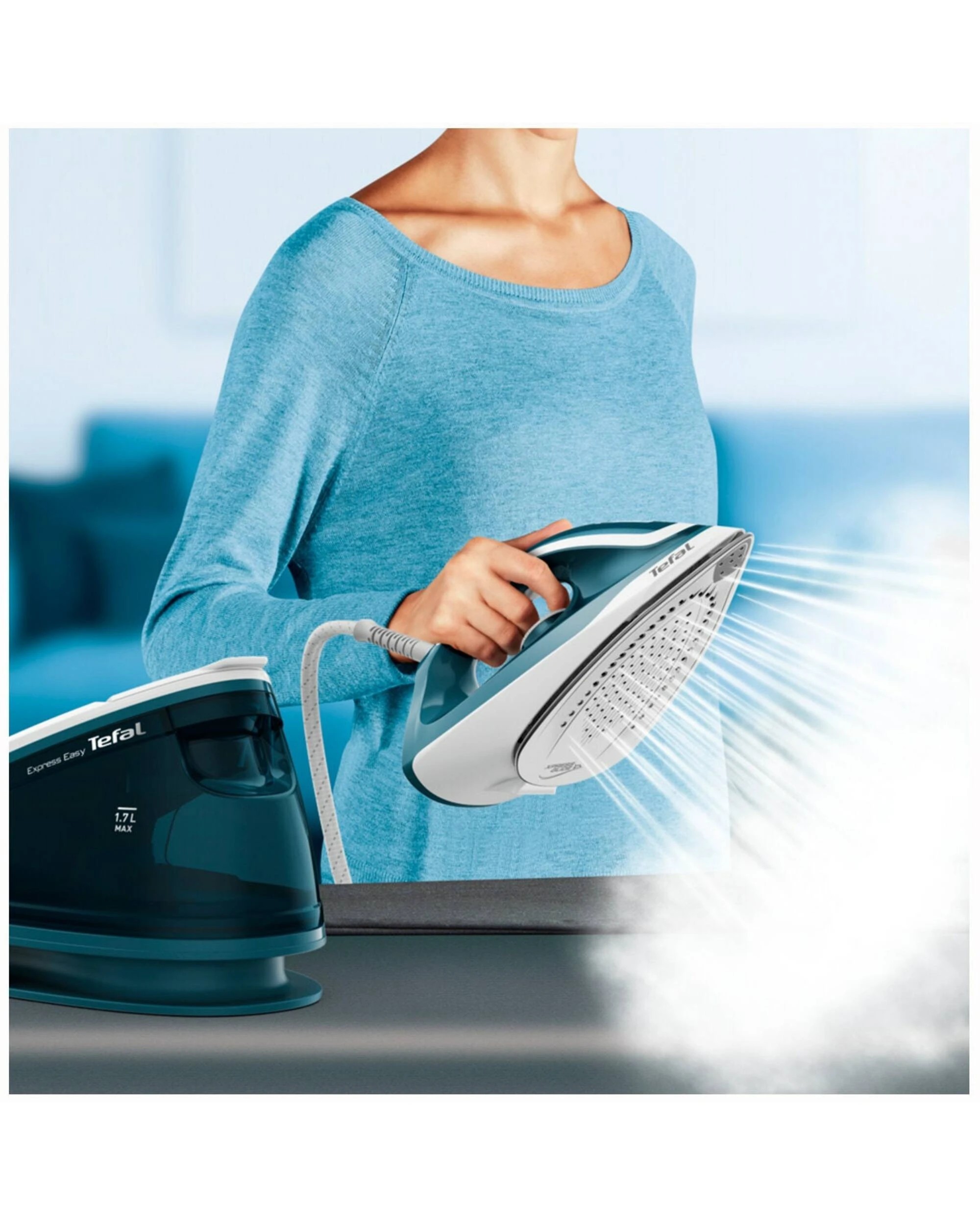 6 Tefal Express Easy Steam Station - White and Blue SV6131, 6 of 10