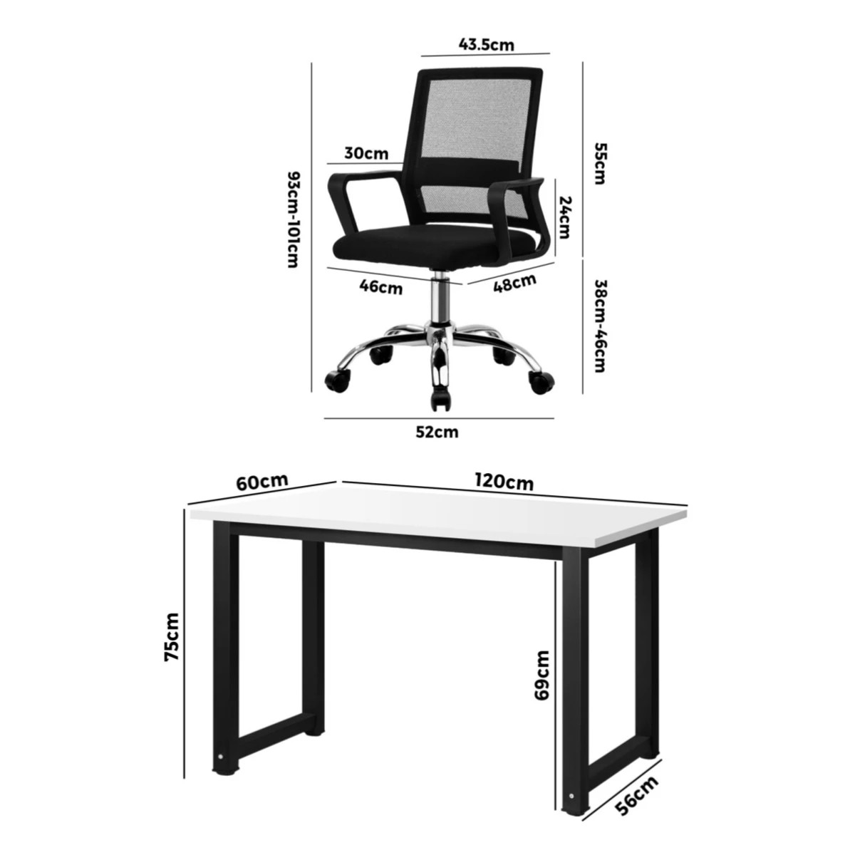 2 Oikiture Home Office Desk and Chair Set - Multi, 2 of 8