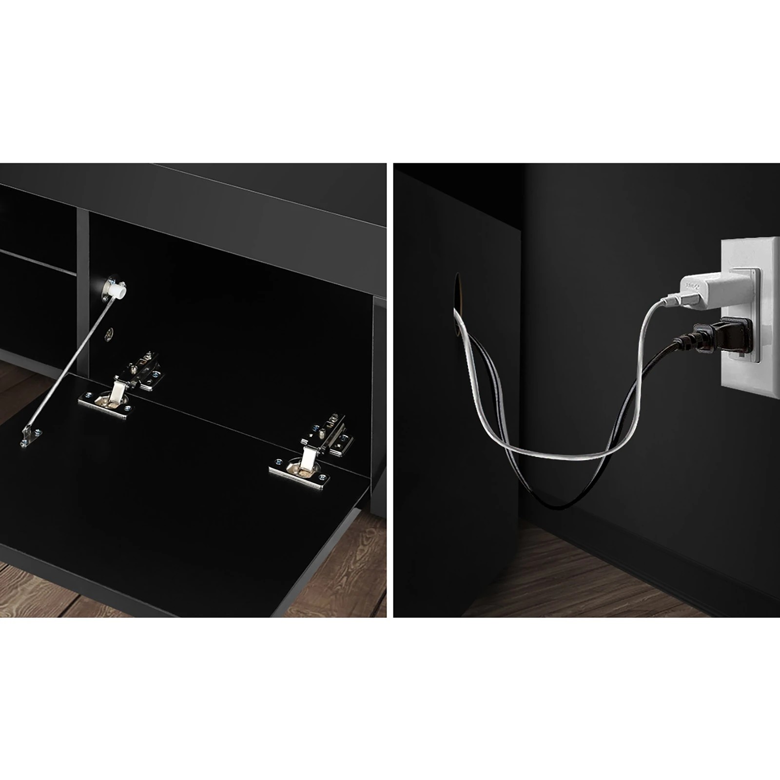 7 Oikiture Tv Cabinet Entertainment Unit Stand Rgb Led Hight Gloss 130cm
 - Black, 7 of 9